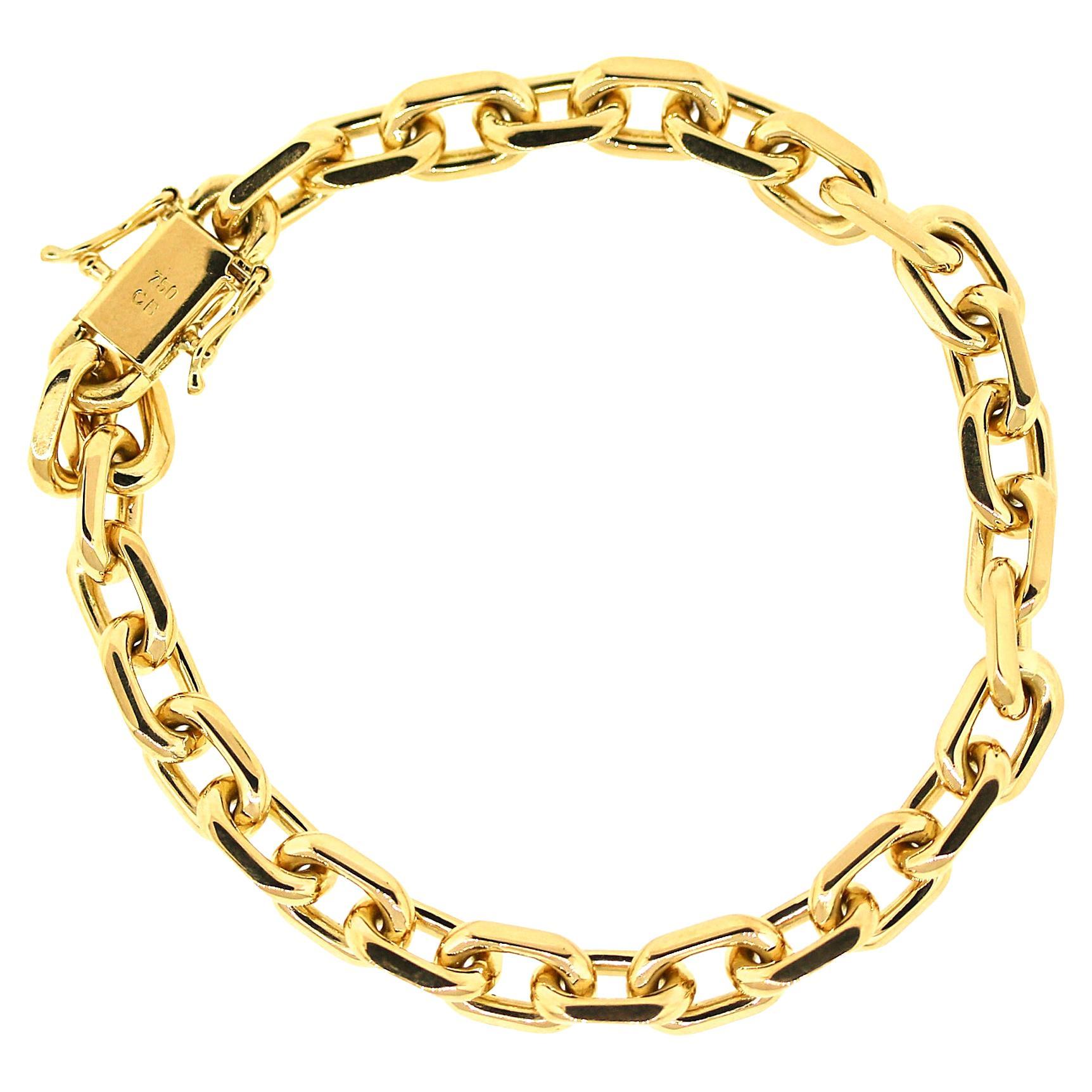 Solid 18k Yellow Gold Link Bracelet For Sale