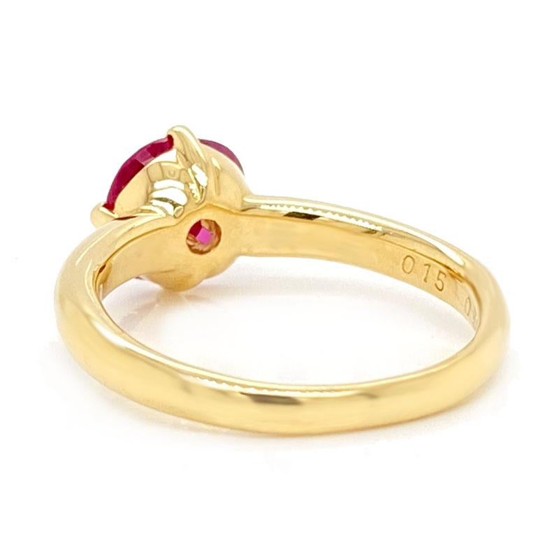 Solid 18 Karat Yellow Gold Natural Ruby and Genuine Diamond Ring 3.6g 1