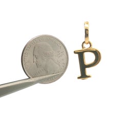 Solid 18k Yellow Gold "P" Initial Enhancer Bail Charm Pendant