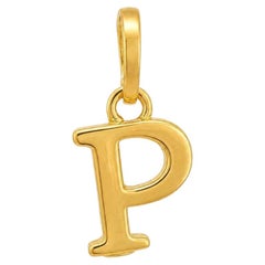Solid 18k Yellow Gold "P" Initial Enhancer Bail Charm Pendant
