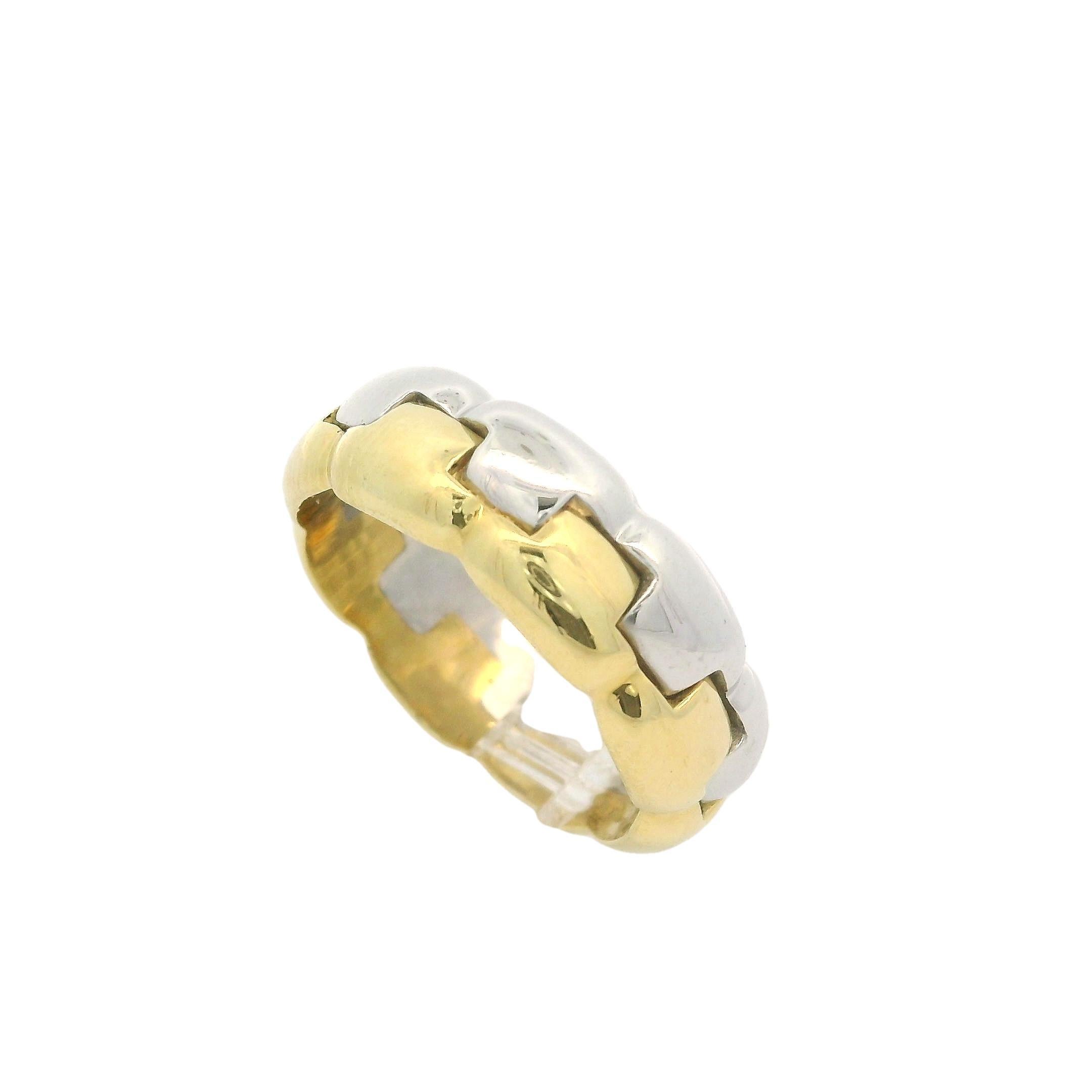 Anneau d'éternité imbriqué en or jaune massif 18 carats et platine 6,6 mm, taille 5,5 Pour femmes en vente