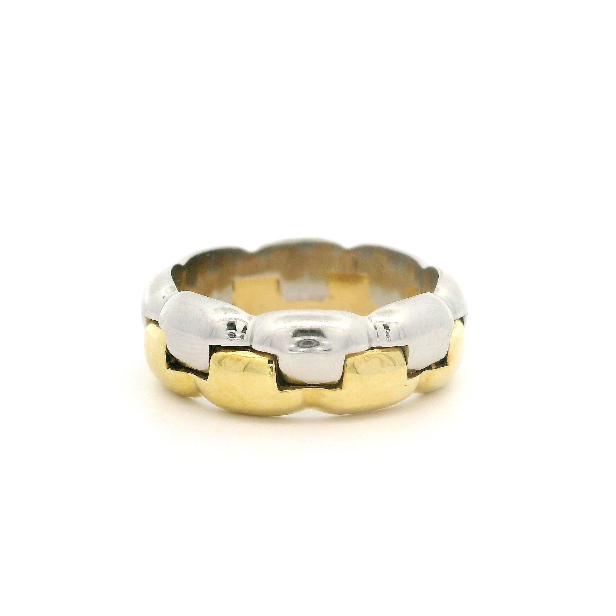 Anneau d'éternité imbriqué en or jaune massif 18 carats et platine 6,6 mm, taille 5,5 en vente 2