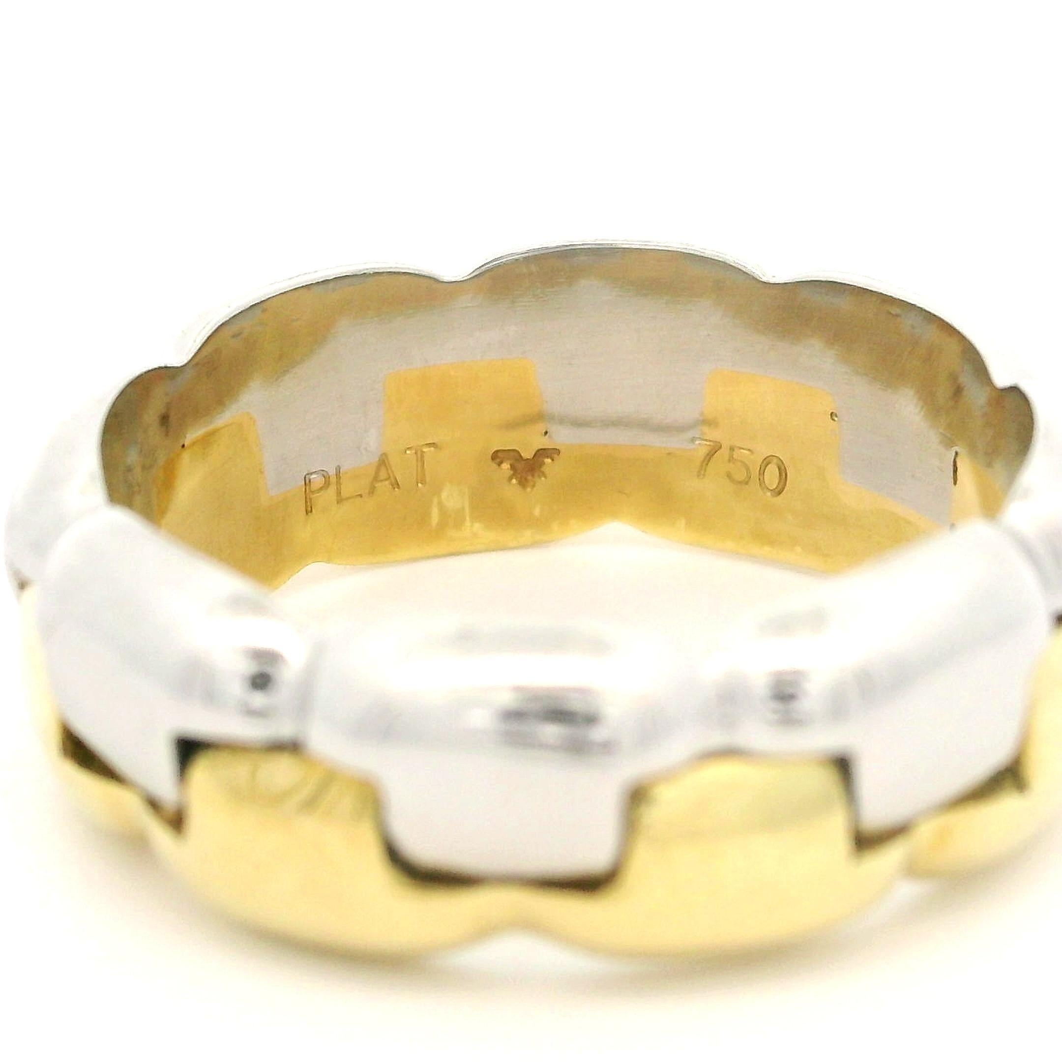 Anneau d'éternité imbriqué en or jaune massif 18 carats et platine 6,6 mm, taille 5,5 en vente 3