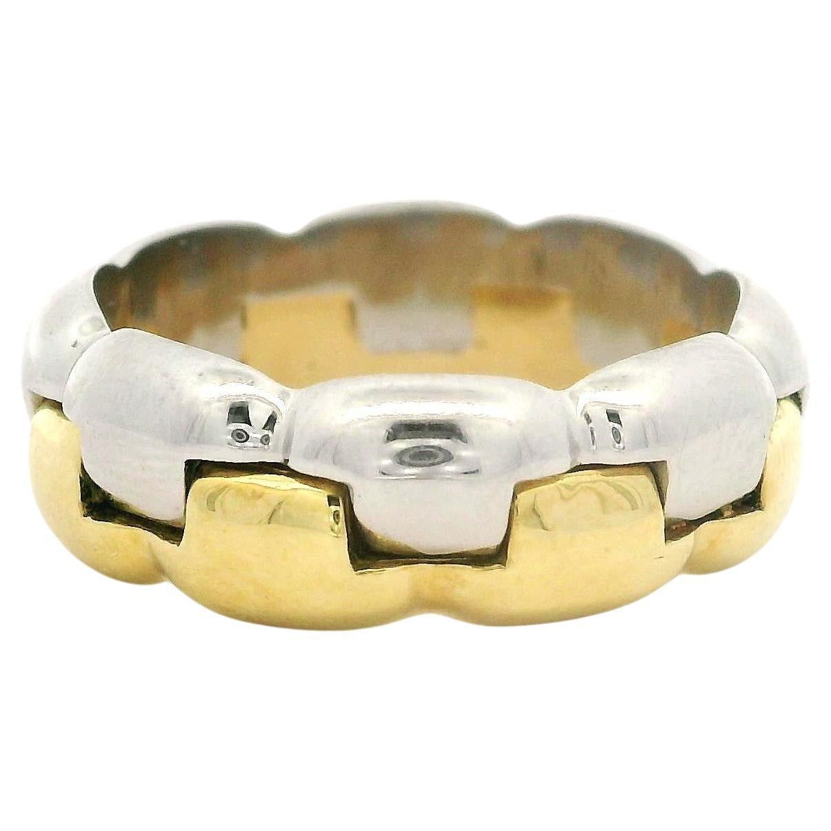 Solid 18k Yellow Gold & Platinum 6.6mm Interlocking Eternity Band Ring sz 5.5