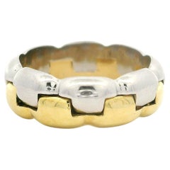 Solid 18k Yellow Gold & Platinum 6.6mm Interlocking Eternity Band Ring sz 5.5