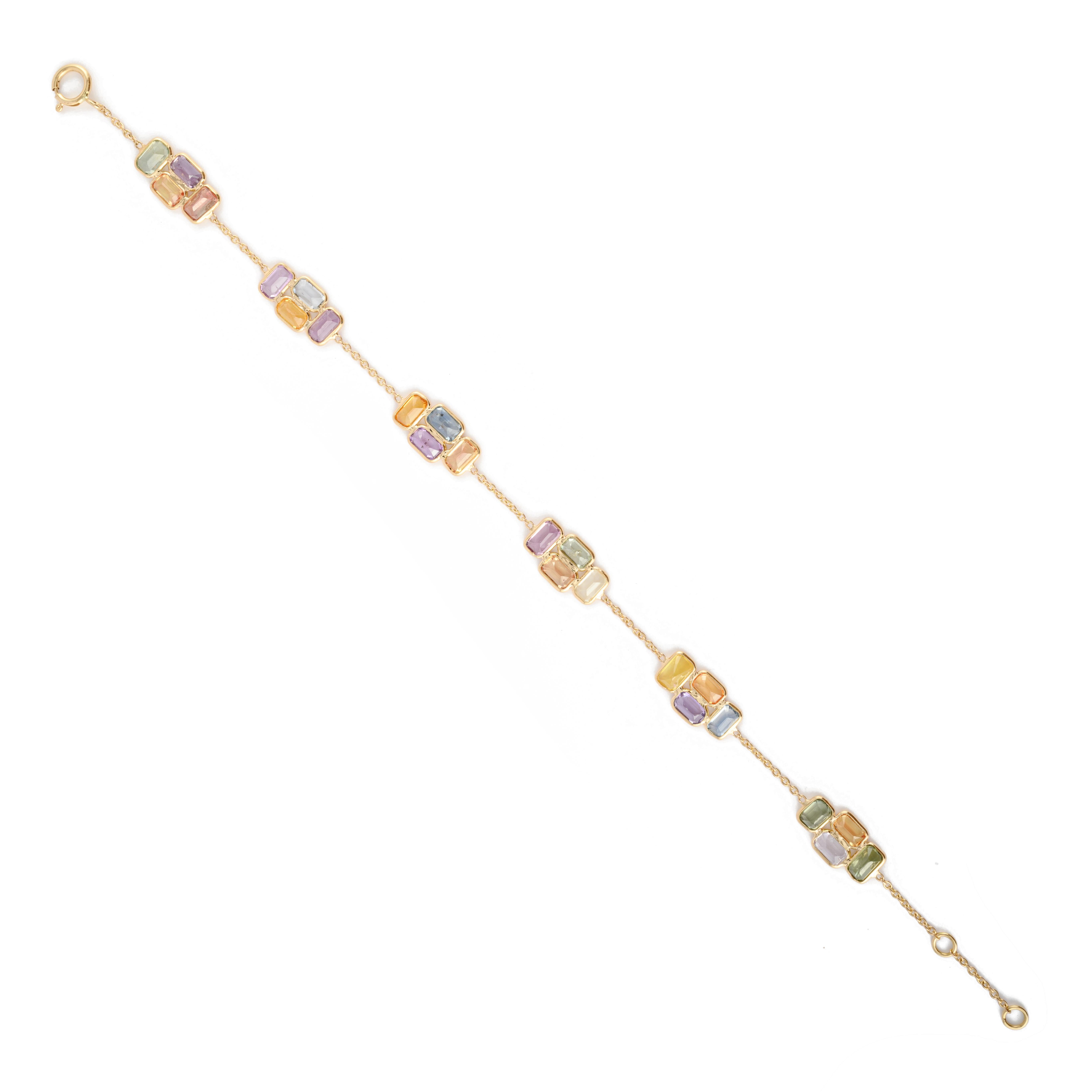 Armband aus massivem 18 Karat Gelbgold mit mehreren Saphiren für Damen (Moderne) im Angebot