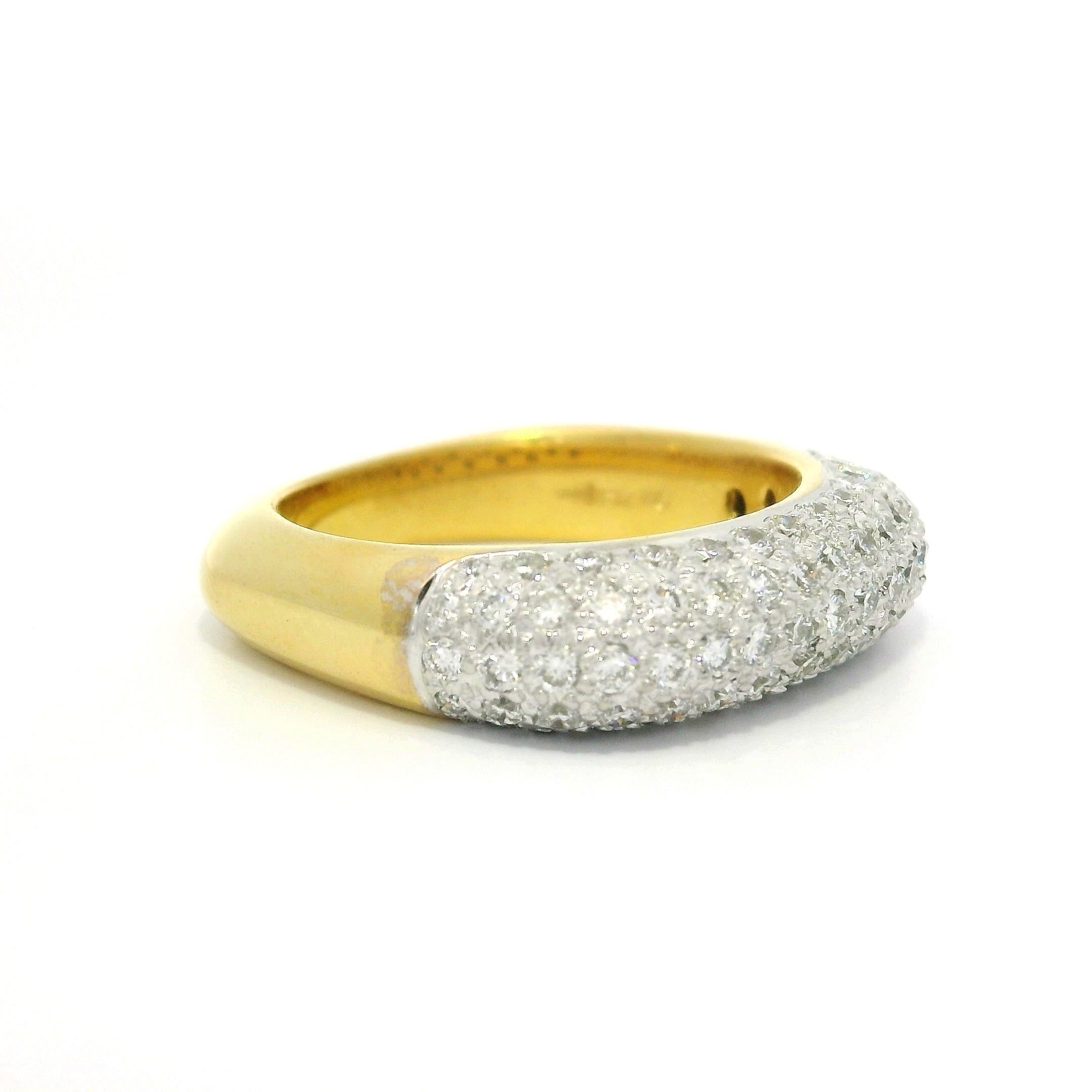 Massive 18k Gelb & Weiß Gold 1ctw Pave Diamond 5 Row Domed Band Ring im Angebot 5