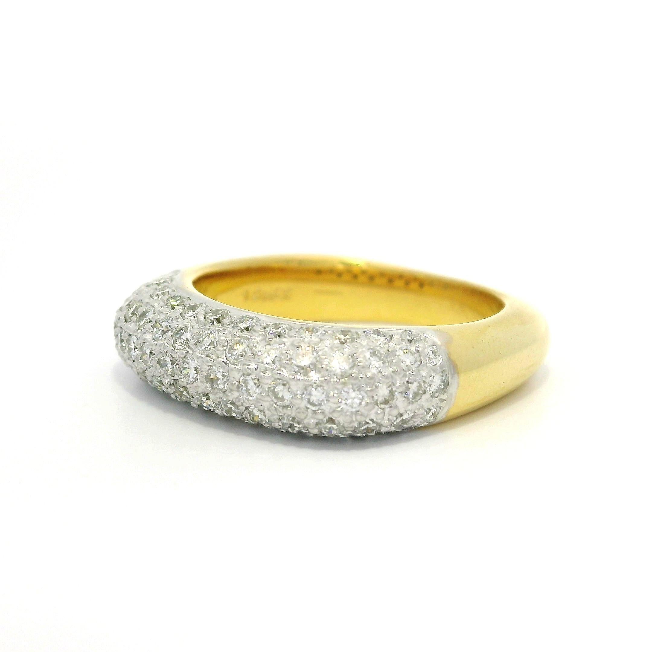 Massive 18k Gelb & Weiß Gold 1ctw Pave Diamond 5 Row Domed Band Ring im Angebot 7