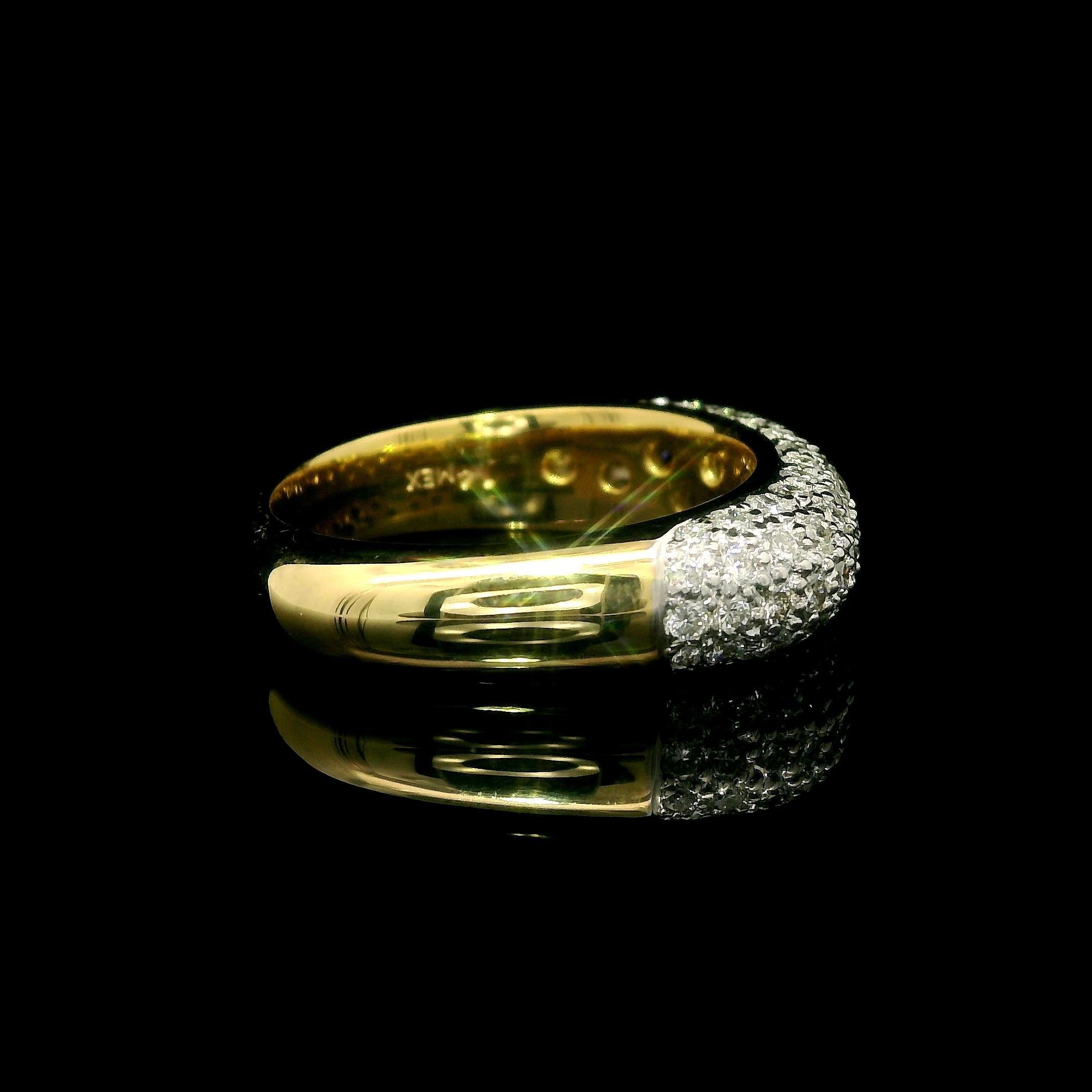 Massive 18k Gelb & Weiß Gold 1ctw Pave Diamond 5 Row Domed Band Ring im Angebot 8