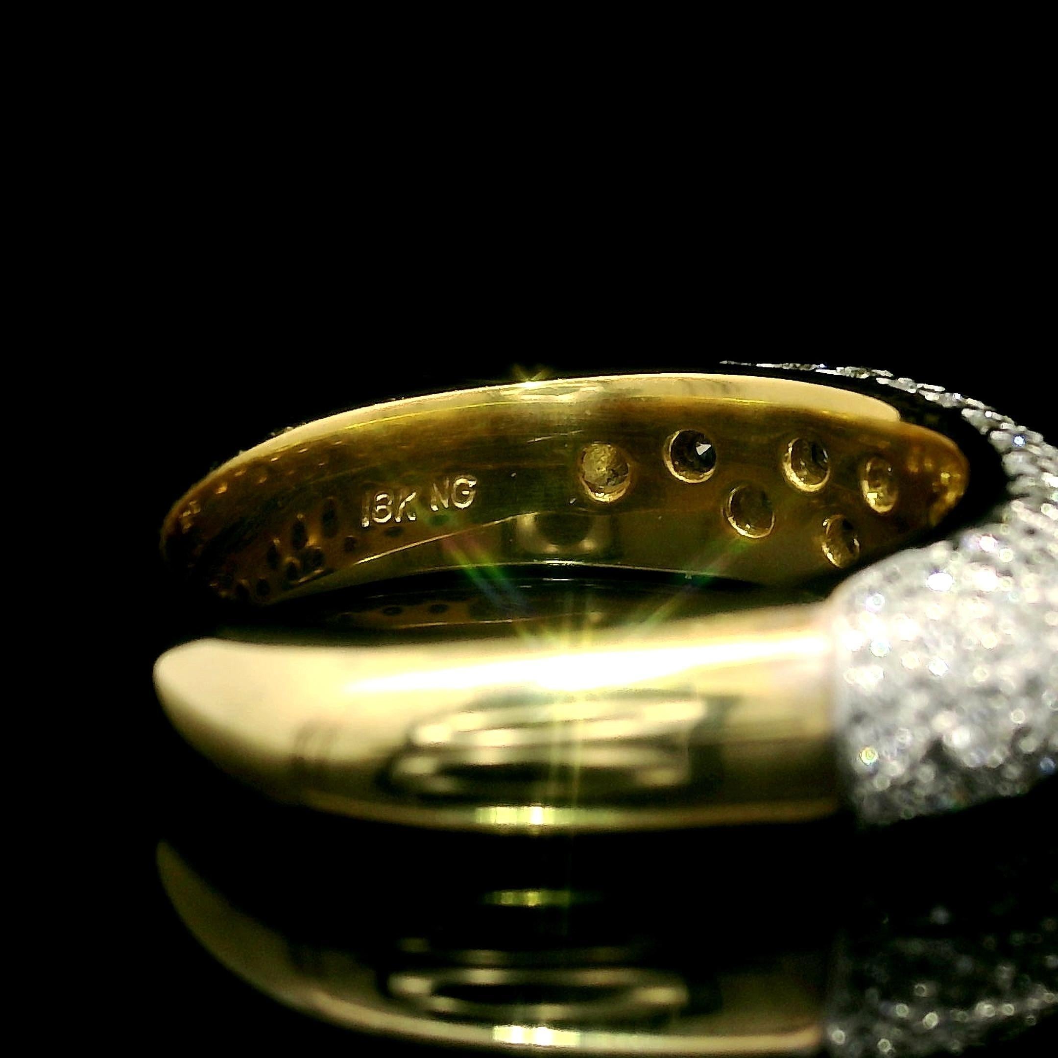 Massive 18k Gelb & Weiß Gold 1ctw Pave Diamond 5 Row Domed Band Ring im Angebot 9