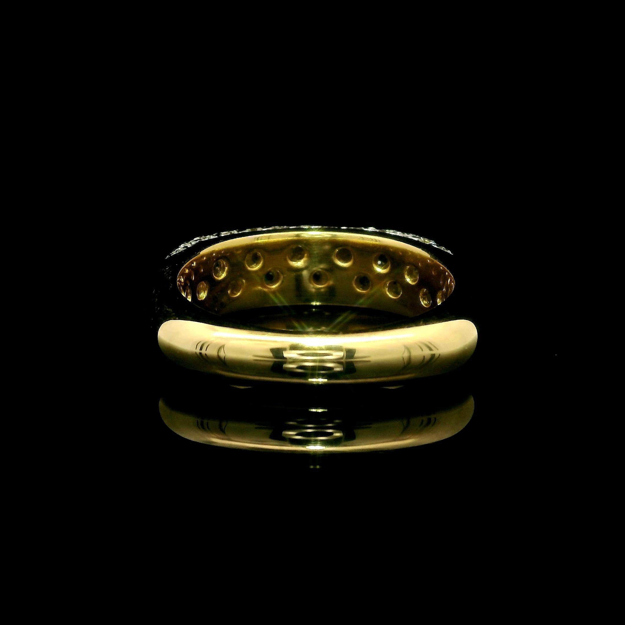Massive 18k Gelb & Weiß Gold 1ctw Pave Diamond 5 Row Domed Band Ring (Brillantschliff) im Angebot