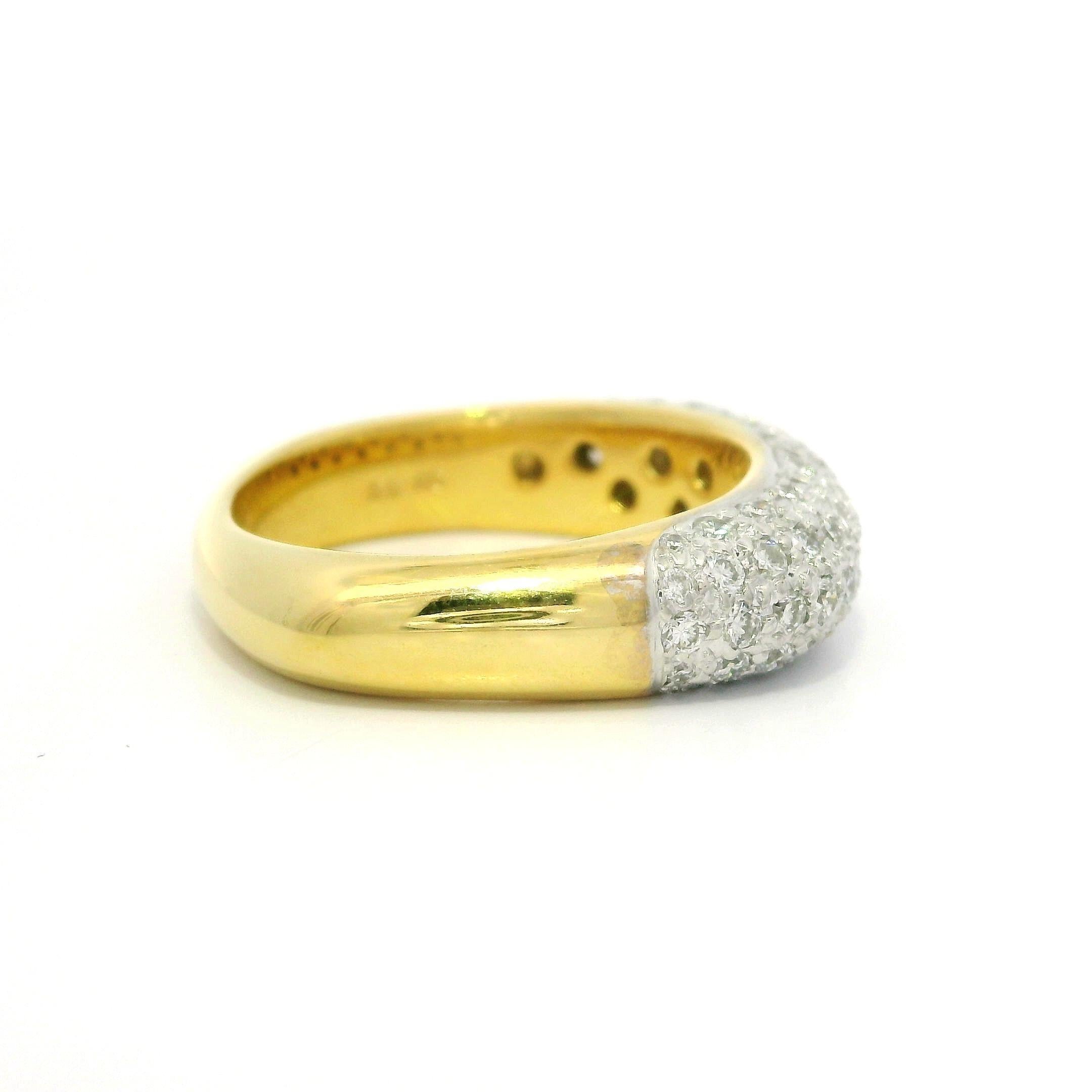 Massive 18k Gelb & Weiß Gold 1ctw Pave Diamond 5 Row Domed Band Ring Damen im Angebot
