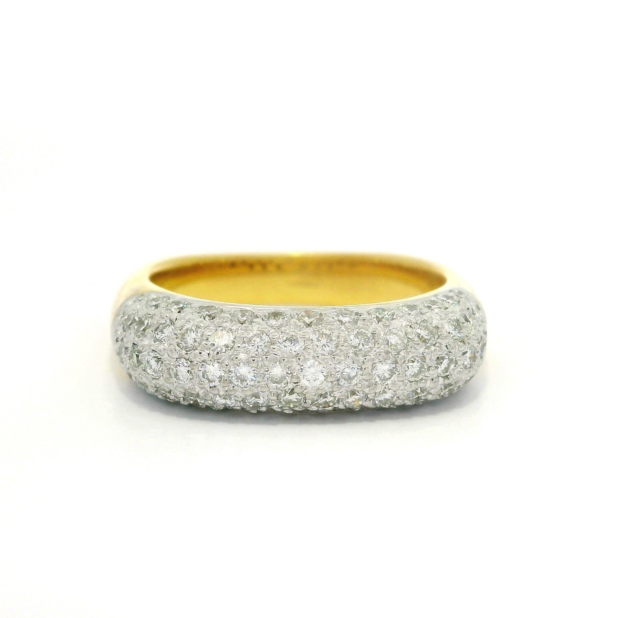 Massive 18k Gelb & Weiß Gold 1ctw Pave Diamond 5 Row Domed Band Ring im Angebot 4