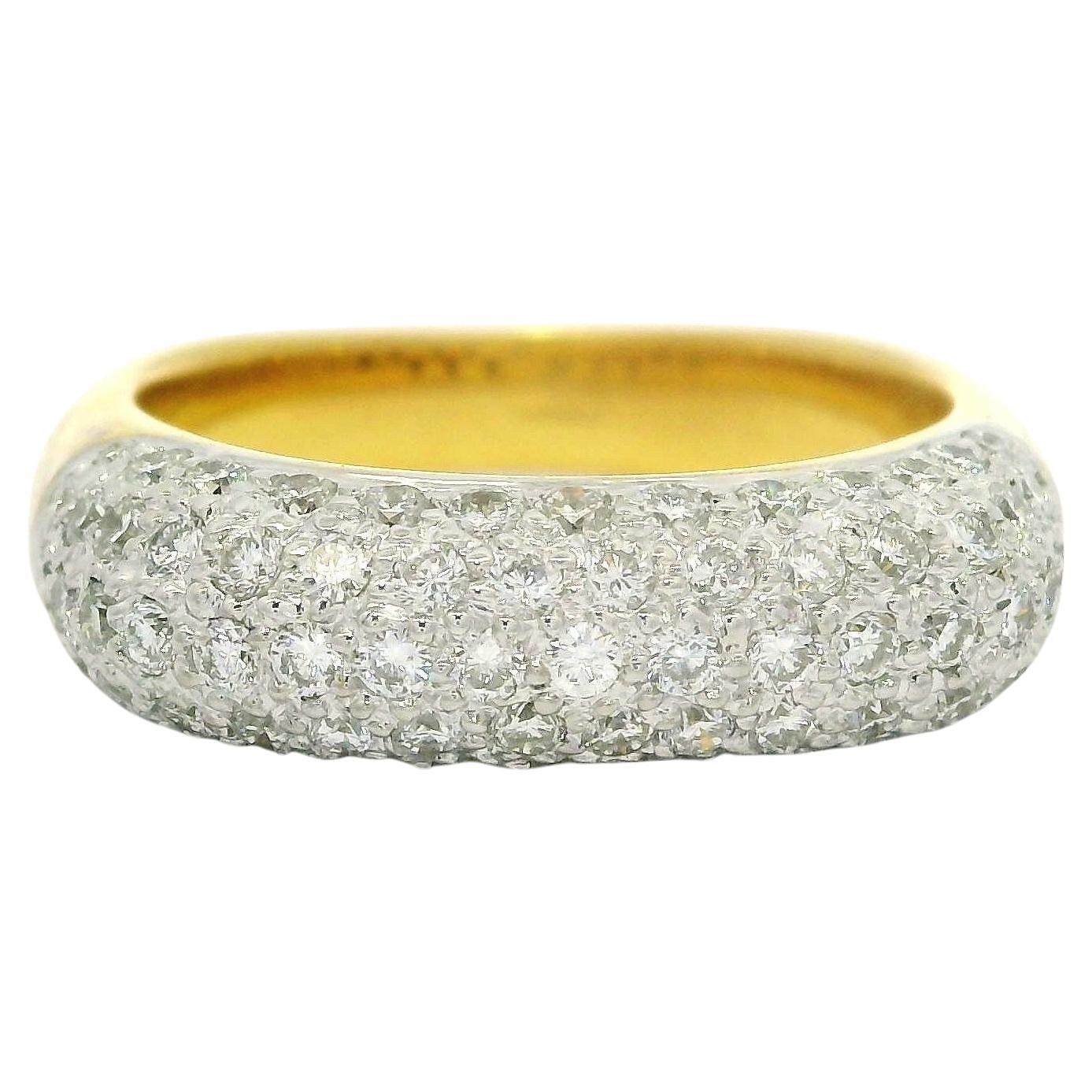Massive 18k Gelb & Weiß Gold 1ctw Pave Diamond 5 Row Domed Band Ring im Angebot