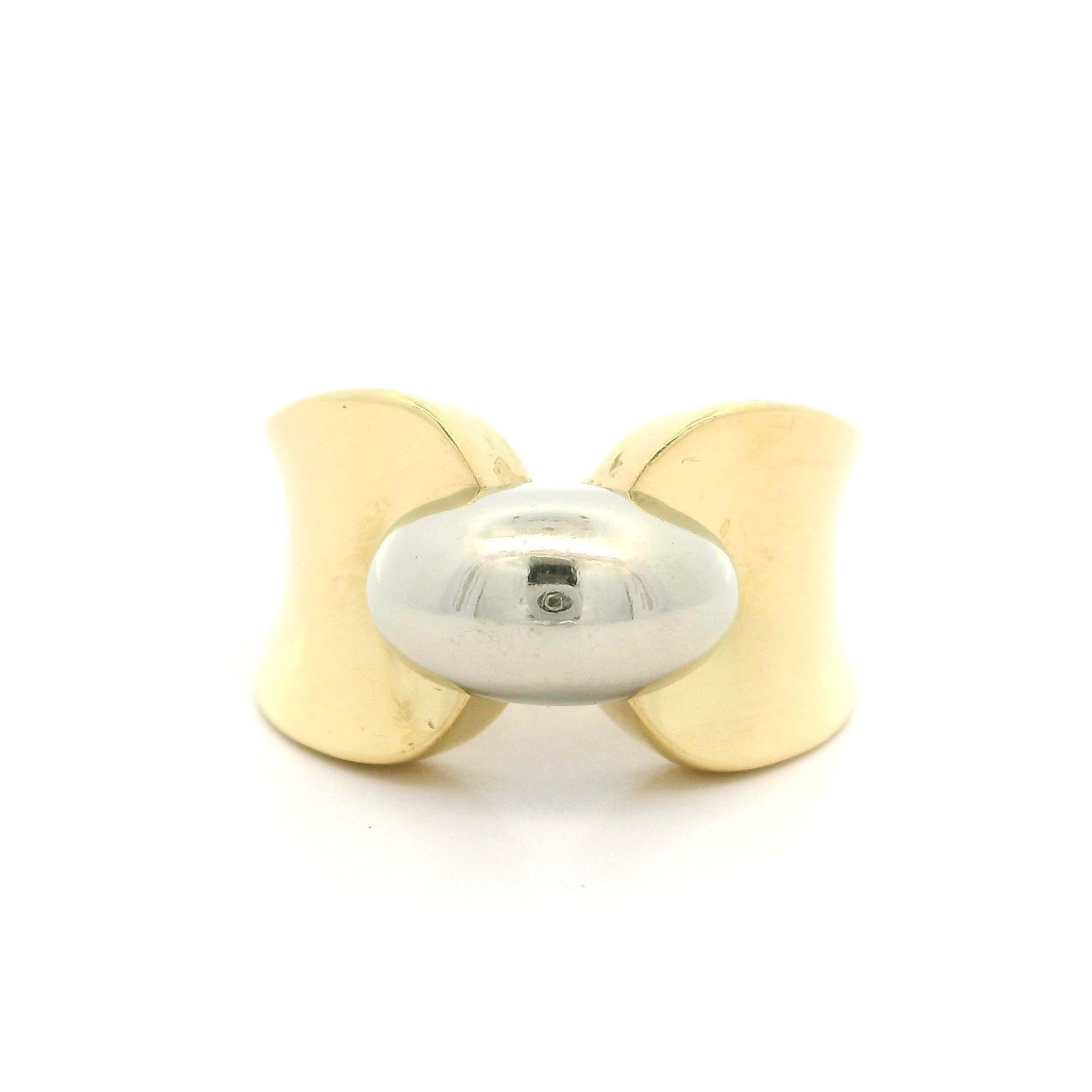 Solid 18k Yellow & White Gold Polished Finish 12.1mm Wide Cigar Band Ring For Sale 9