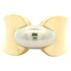 Solid 18k Yellow & White Gold Polished Finish 12.1mm Wide Cigar Band Ring
