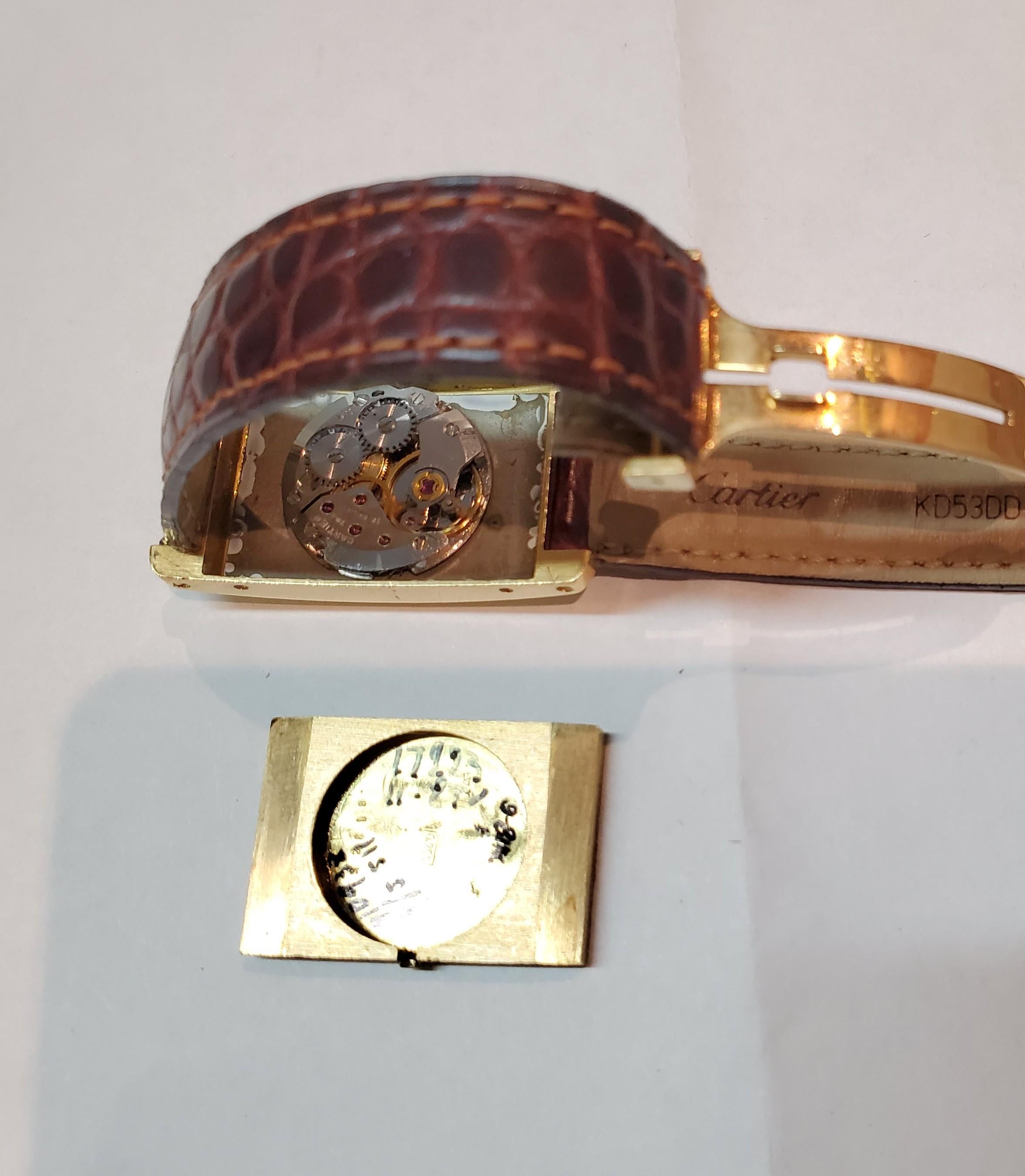 Solid 18 Karat Yellow Gold Cartier Tank Watch, 031795, France, 61825, 17 Jewel 5