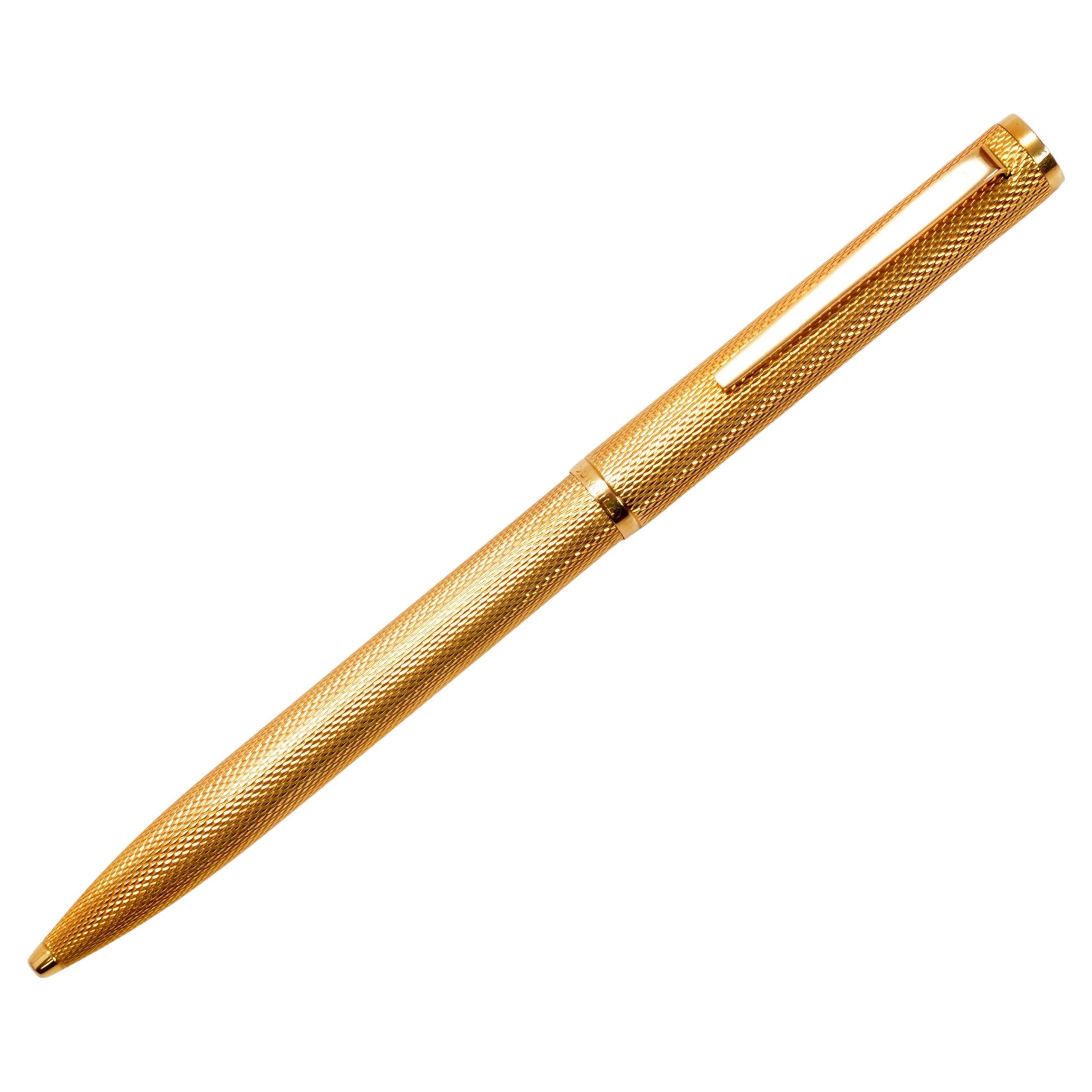 Solid 18kt Yellow Gold Dunhill Ballpoint Pen, with French Hallmarks For Sale