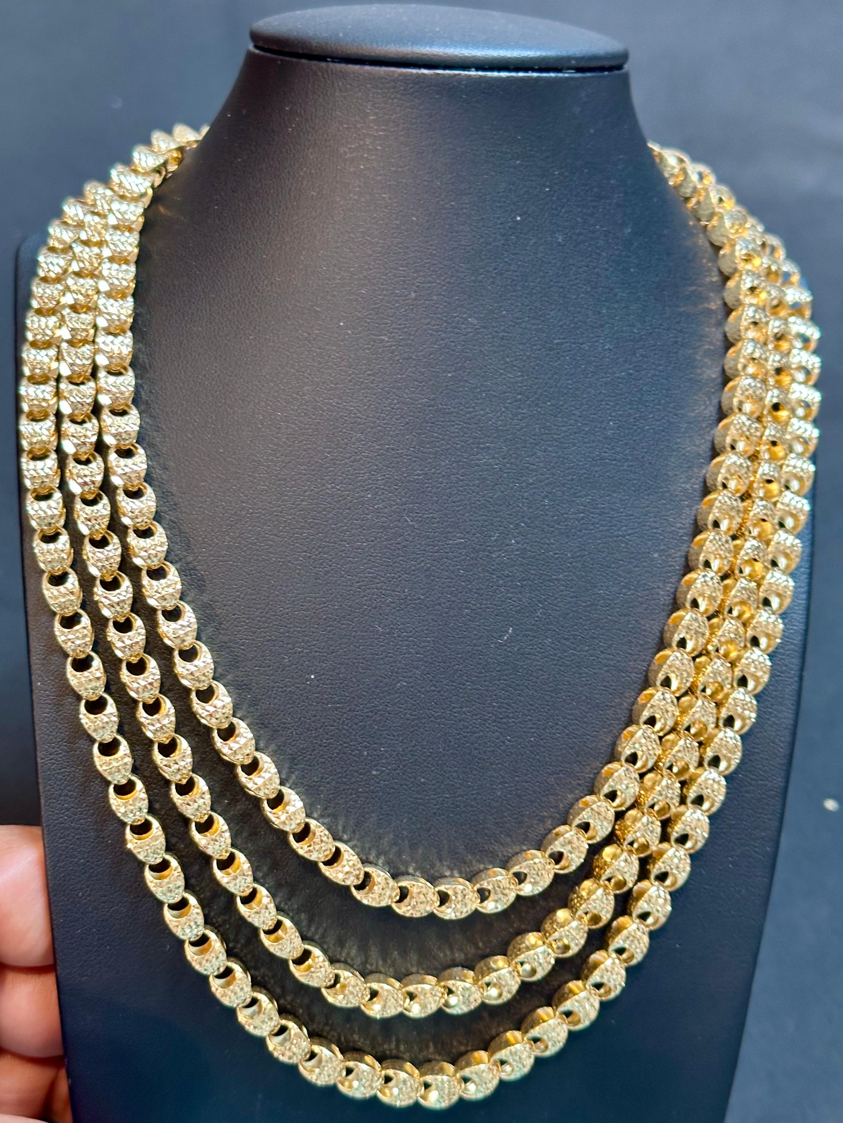 Massive 18 Karat Gelbgold Dreilagige Halskette & Armband mit Diamantschliff im Zustand „Hervorragend“ in New York, NY