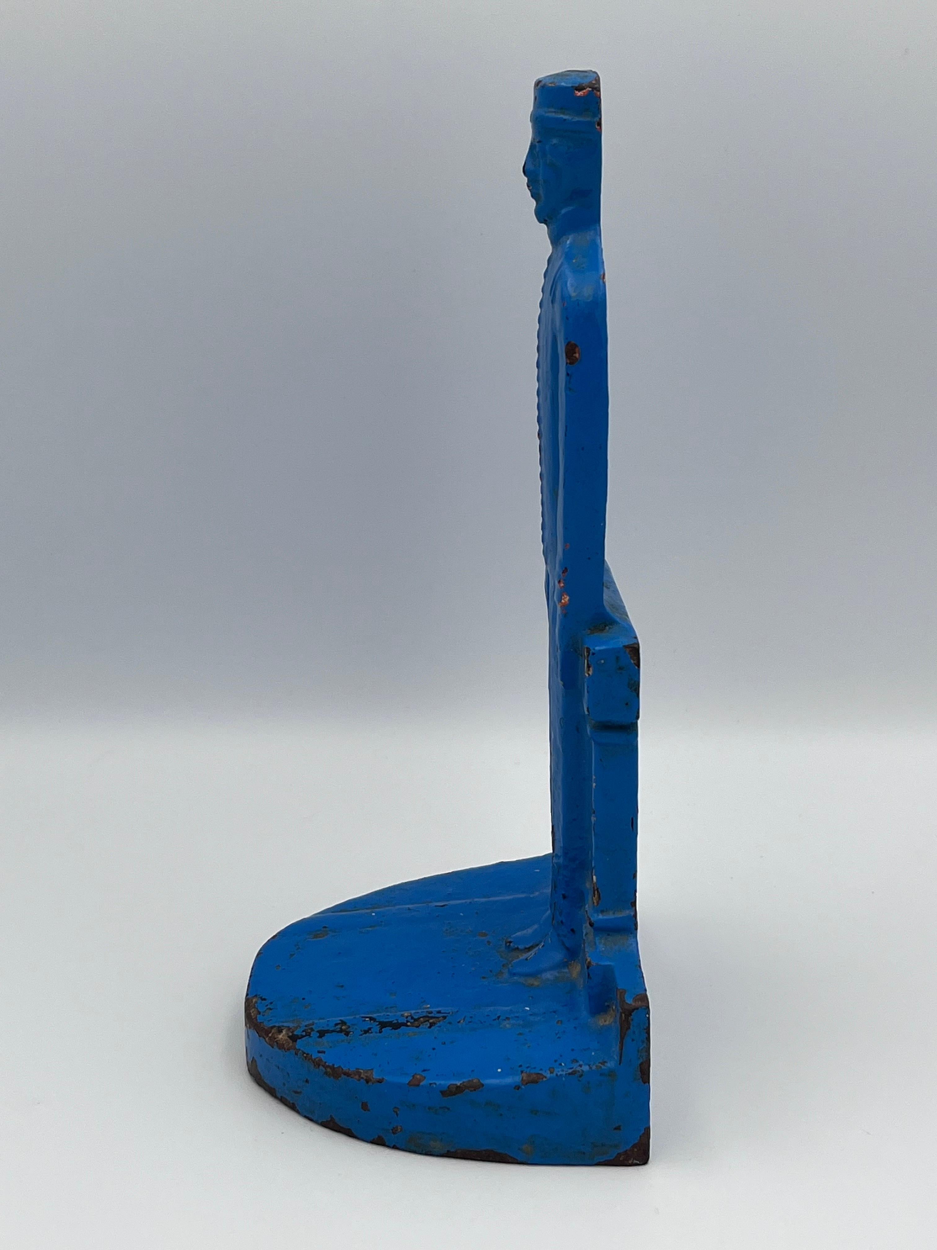 Americano Solido esemplare del 1920 in stile Art Deco di Judd Co. Fermaporta campanaro in ghisa blu in vendita