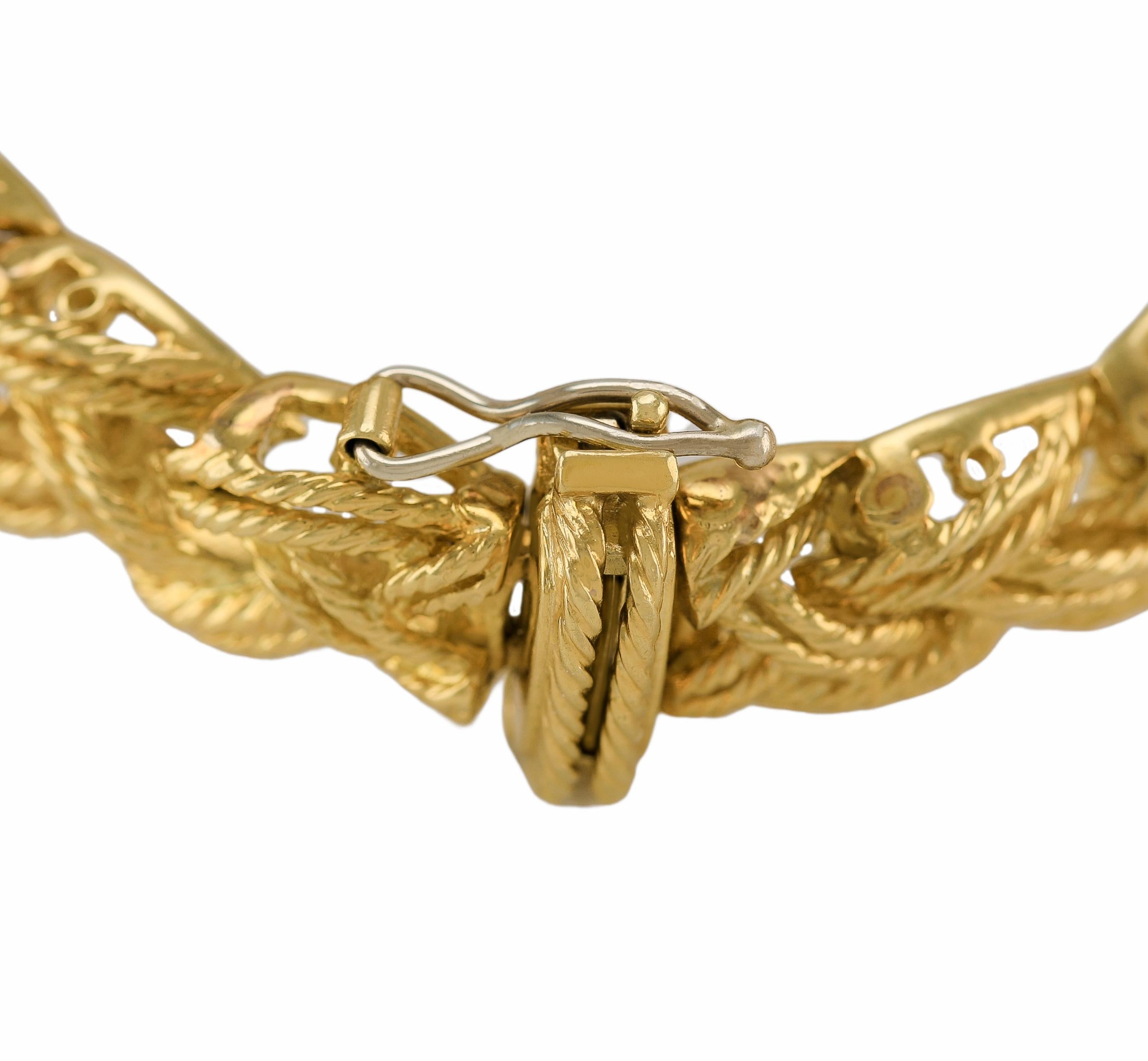 Bracelet en or massif 18 carats avec diamants de 4,50 carats, années 1960 Pour femmes en vente