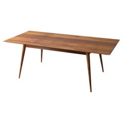 Solid 2" Teak Mid-Century Modern Dining Table in Sandblasted Natural Finish