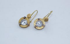 Solid 21-22 Karat Gold Dangle Drop Contemporary Earrings Bridal AB Jewelry, NYC