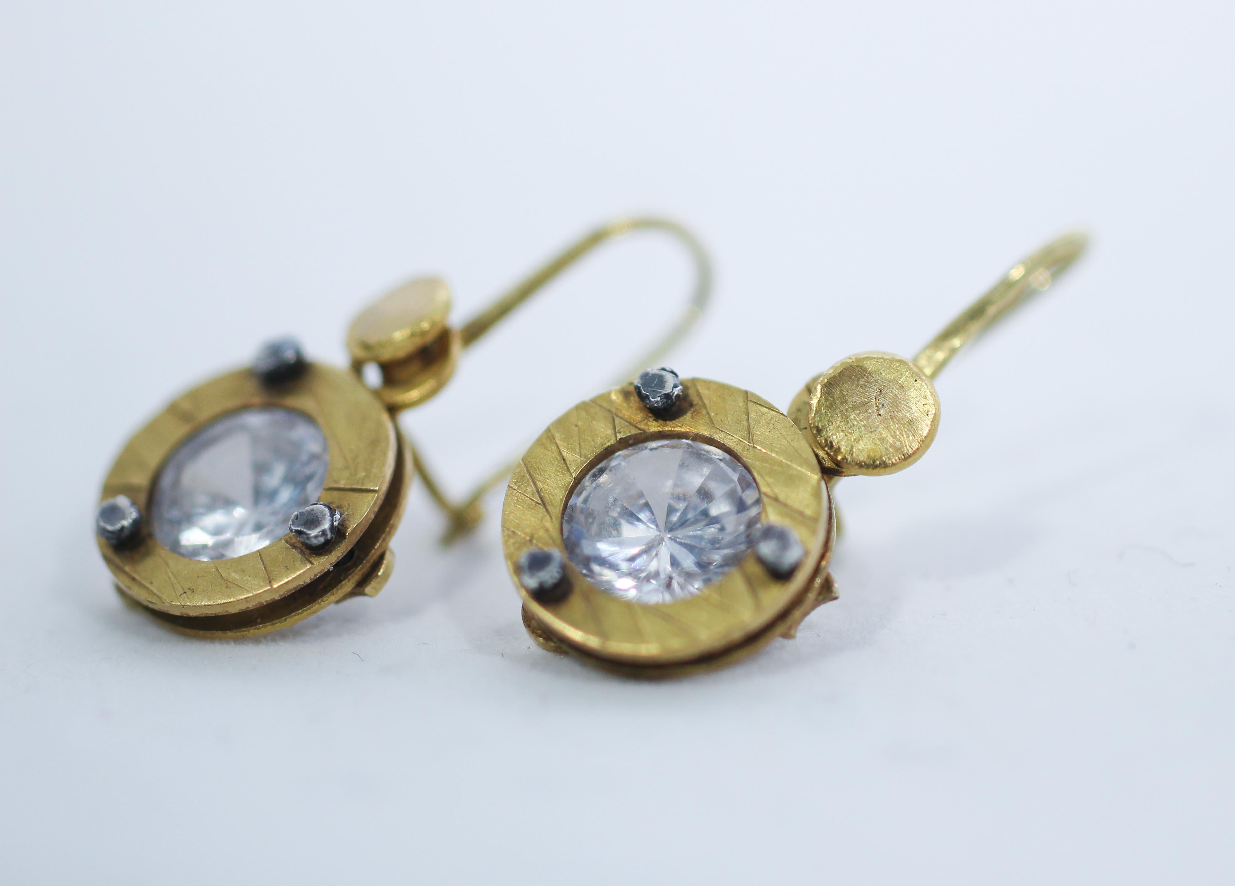 22k yellow real gold dangle & drop hoops earrings minimalist