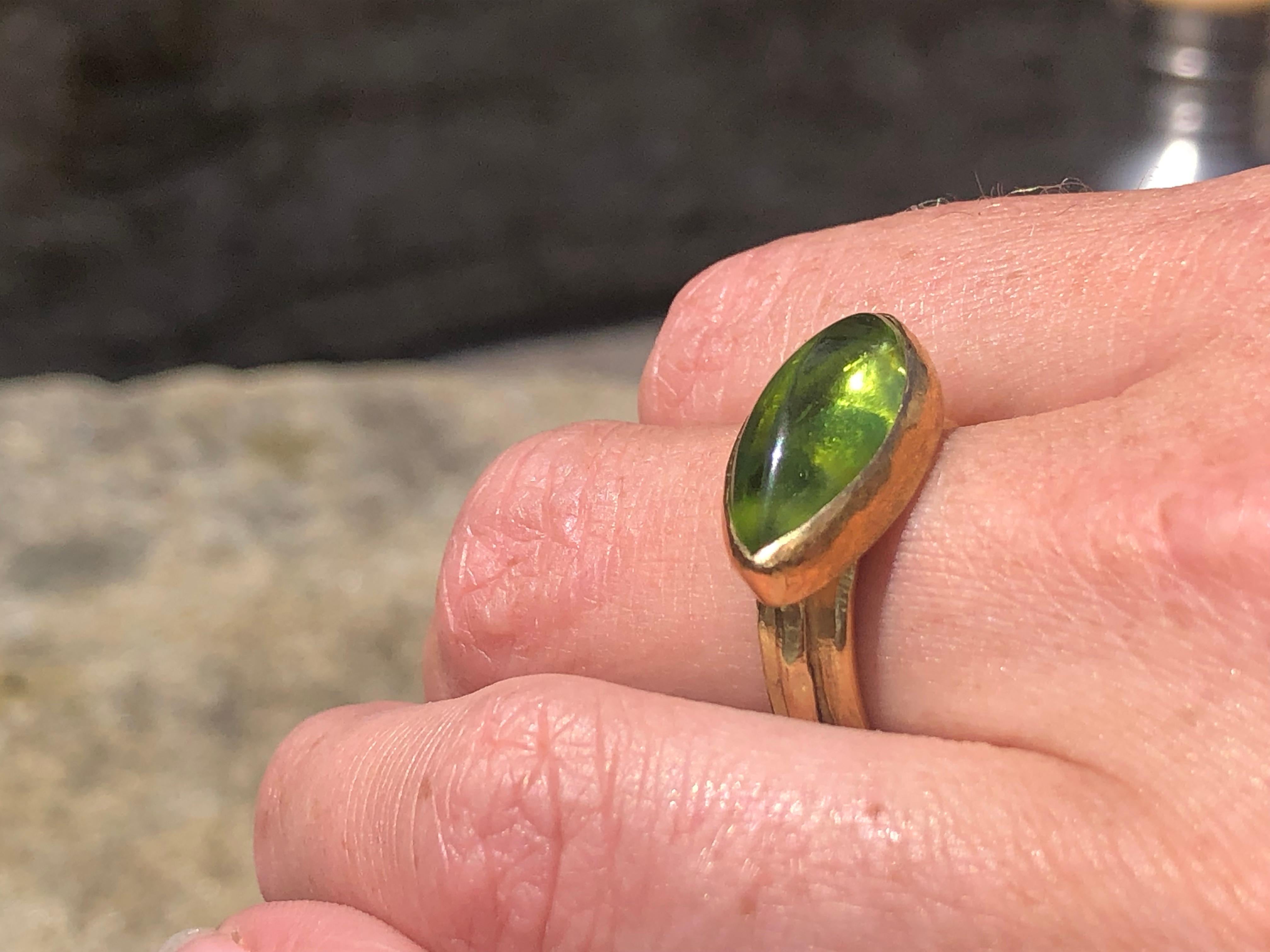 Marquise Peridot Cocktail Ring in Solid 22 and 18 Karat Yellow Gold  In New Condition In Devon, GB