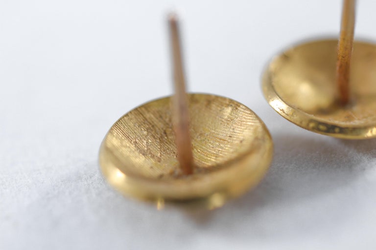 Solid 22K 21K Gold Engraved Minimal Stud Earrings by AB Jewelry NYC