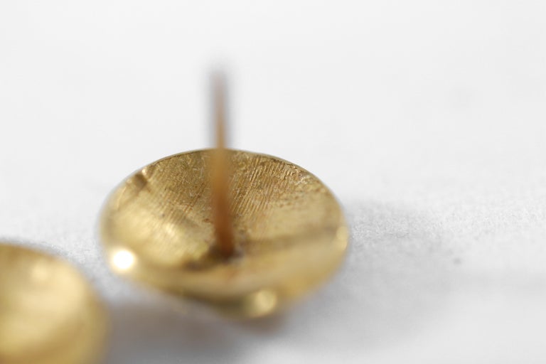 Solid 22K 21K Gold Engraved Minimal Stud Earrings by AB Jewelry NYC