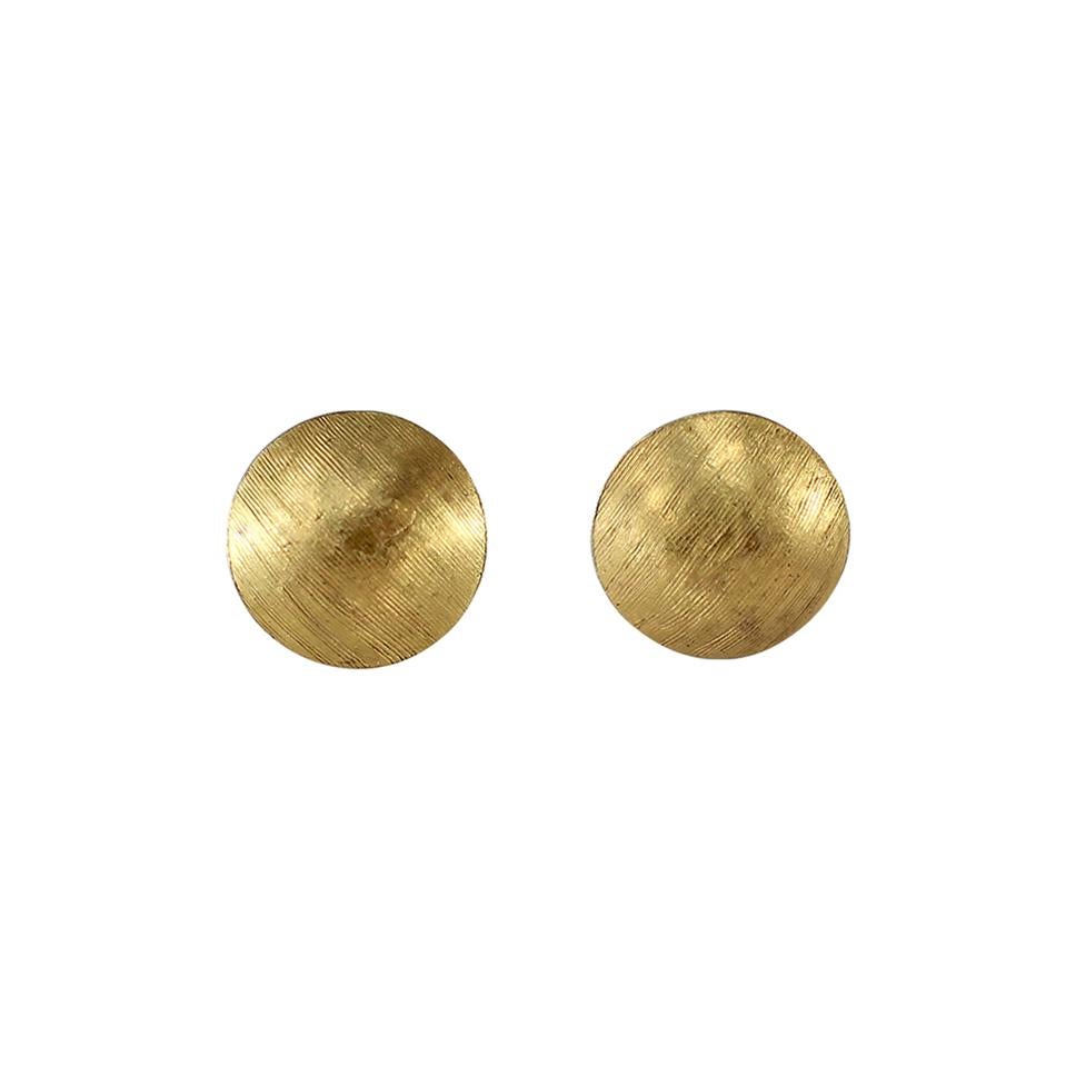 Solid 22K -21K Gold Engraved Minimal Stud Earrings by AB Jewelry NYC For Sale