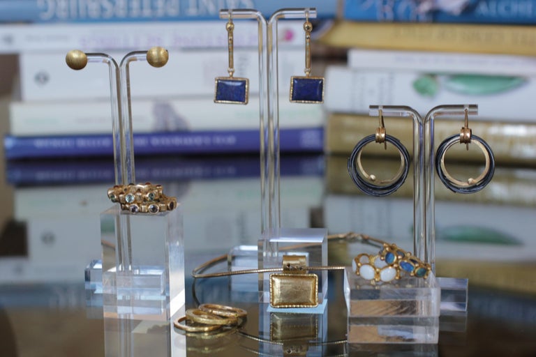 Solid 22K 21K Gold Engraved Minimal Stud Earrings by AB Jewelry NYC