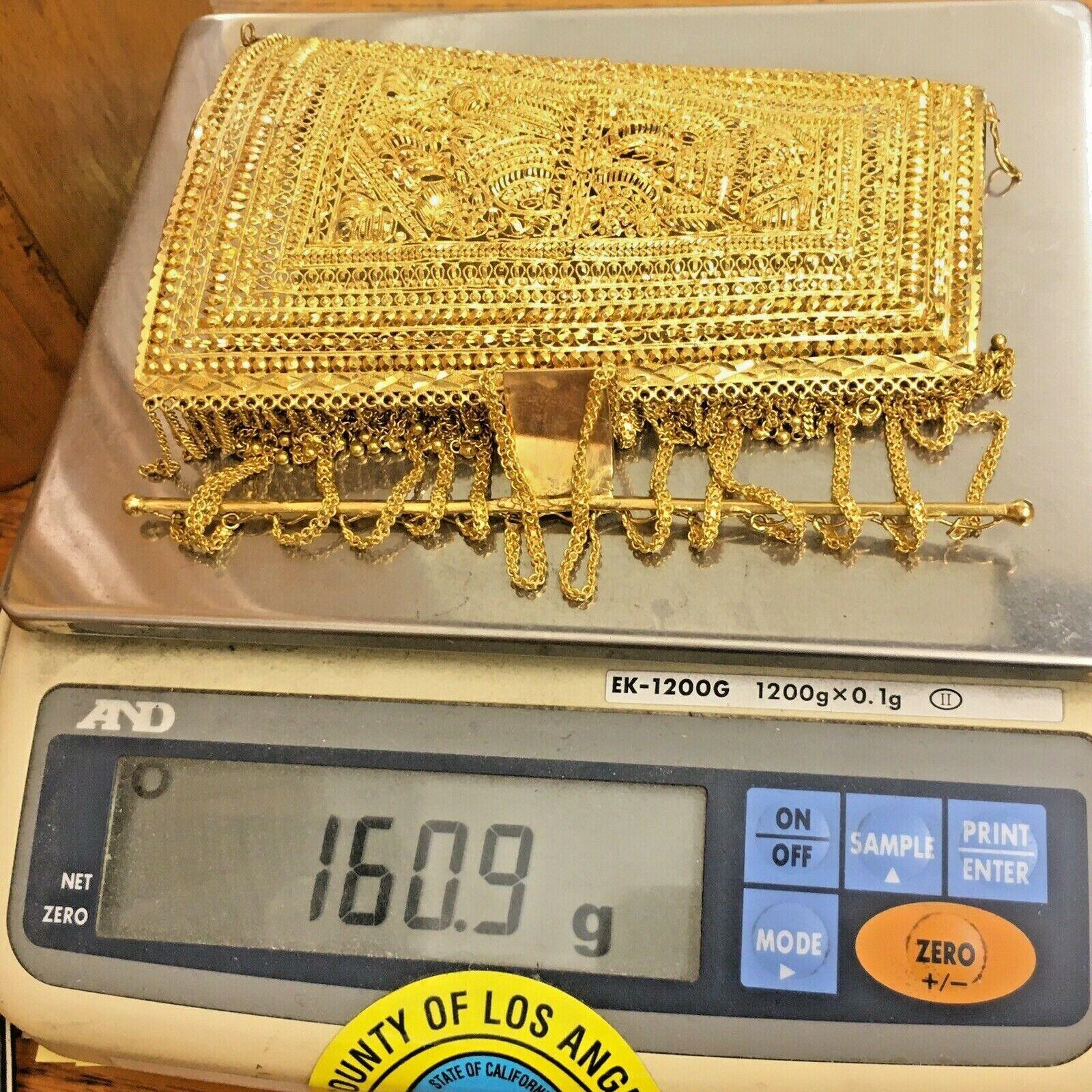 Solid 22K Gold Filigree Armband 160.9 Gram In Fair Condition For Sale In Santa Monica, CA