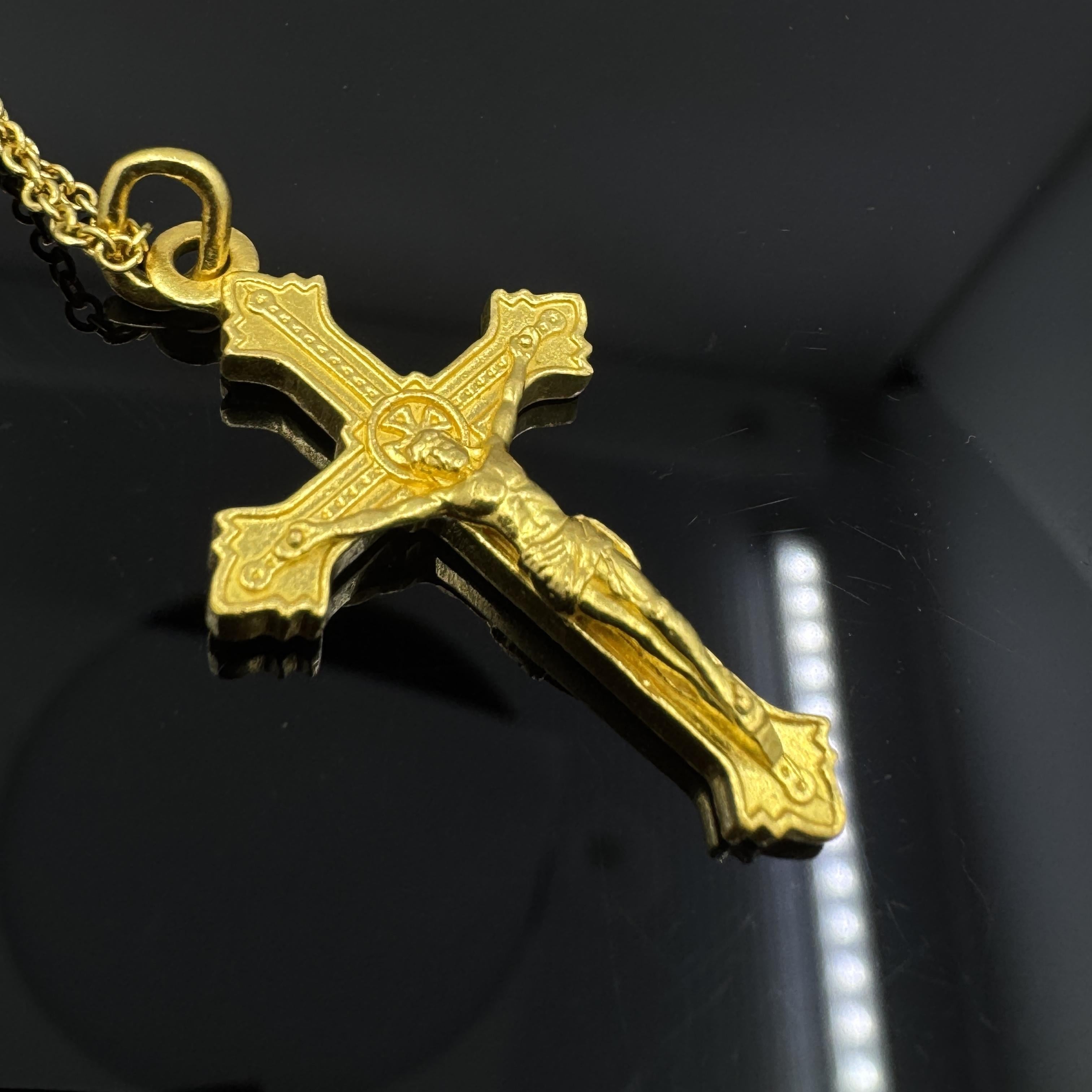 Solid 24k Gold Cross Necklace 10.2gMene Solid 24k Gold Cross Necklace 16