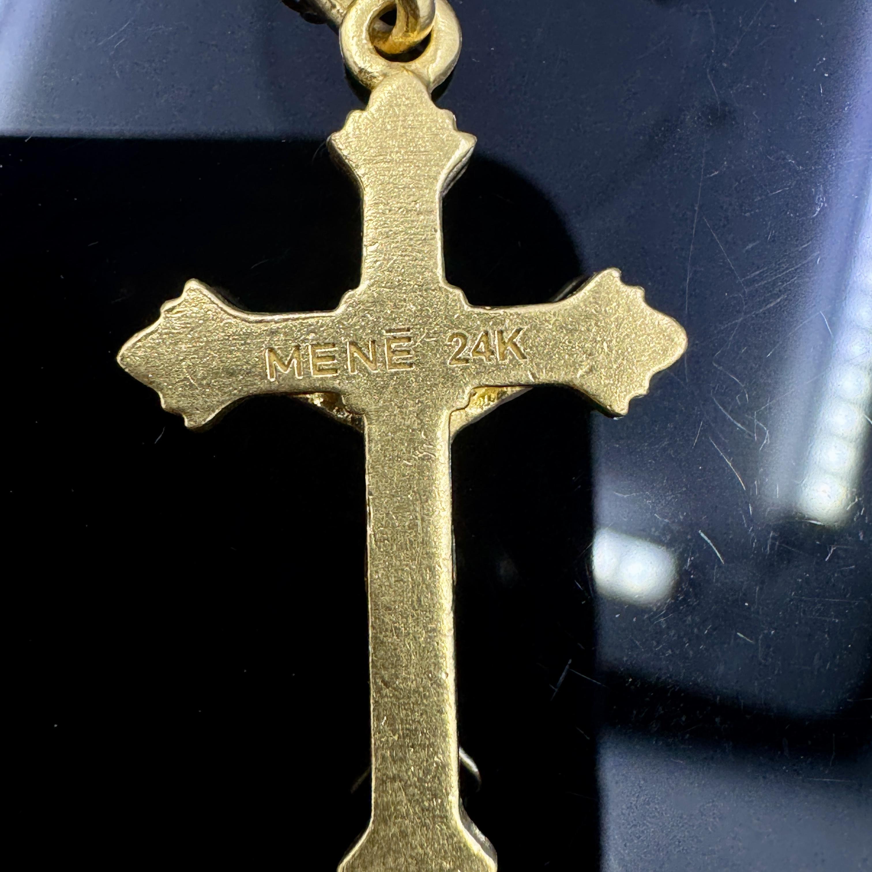 Women's or Men's Solid 24k Gold Cross Necklace 10.2gMene Solid 24k Gold Cross Necklace 16