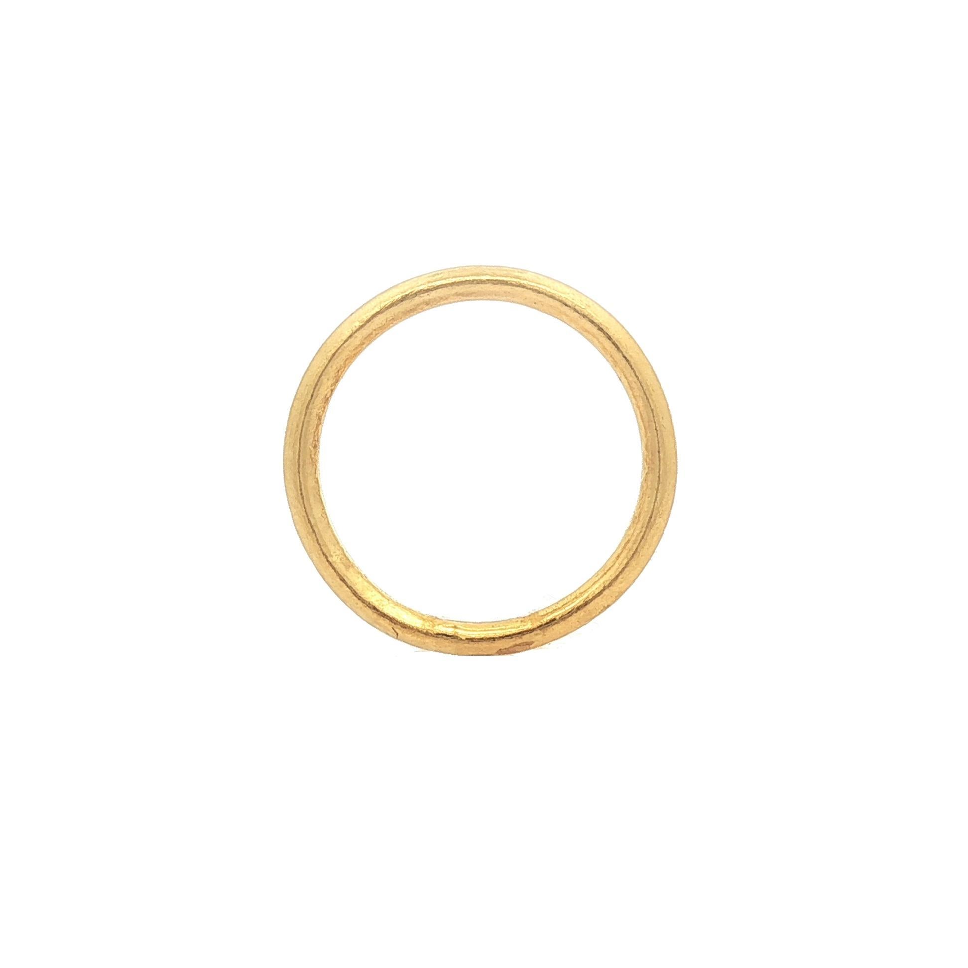 Bague empilable en or jaune massif 24k 2.2mm arrondi sz 5.5 Bon état - En vente à Montclair, NJ