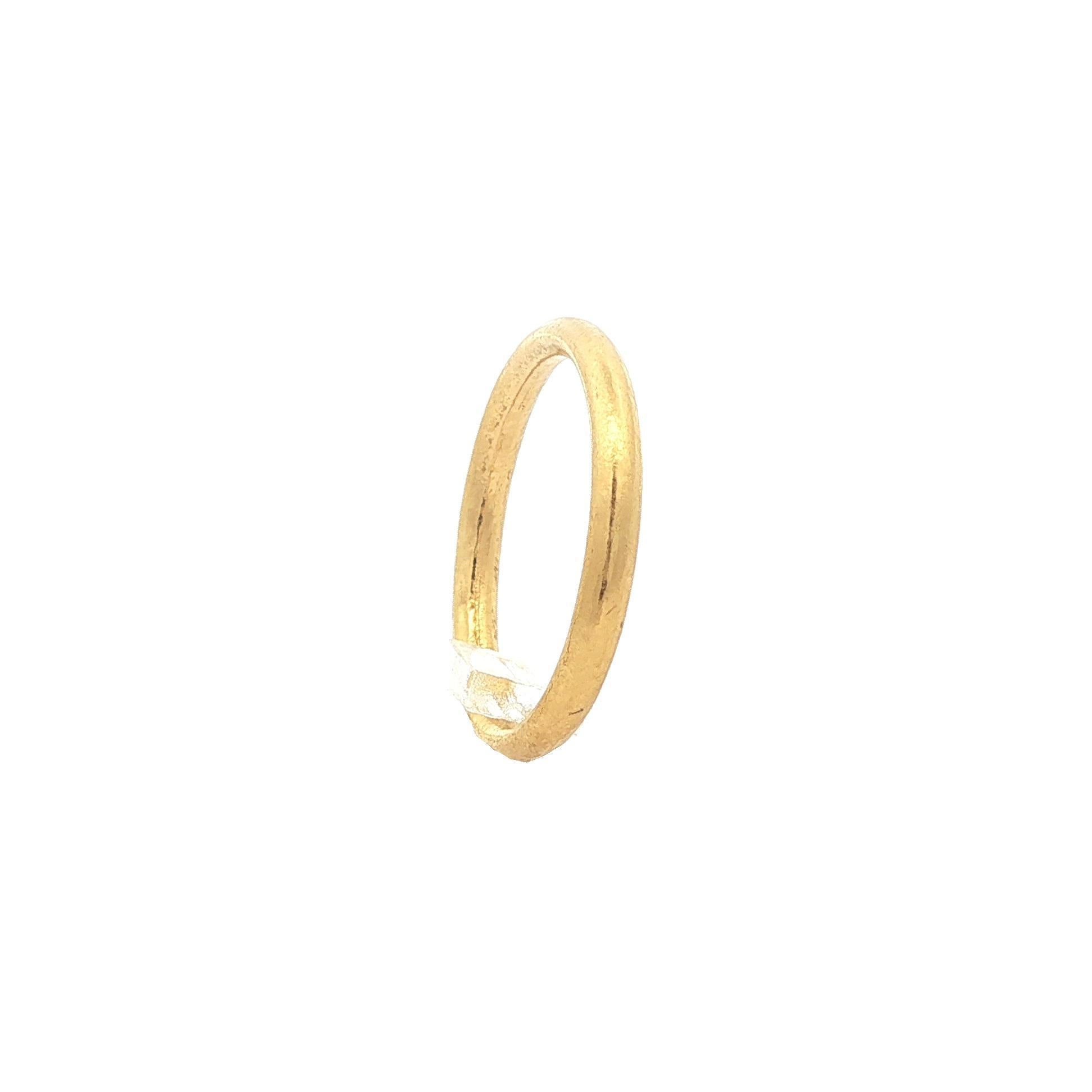 Bague empilable en or jaune massif 24k 2.2mm arrondi sz 5.5 Pour femmes en vente