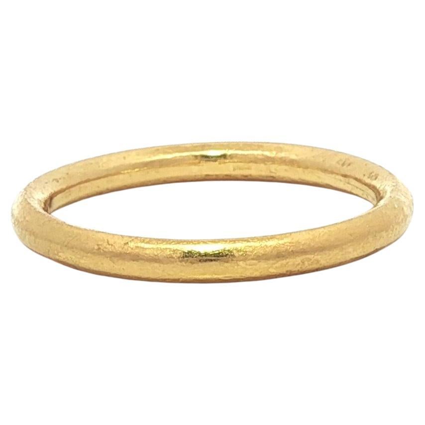 Solid 24k Yellow Gold 2.2mm Rounded Stackable Band Ring sz 5.5 For Sale