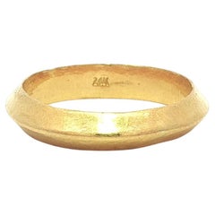 Bague empilable en or jaune massif 24k 3.8mm large Knife Edge sz 5.5