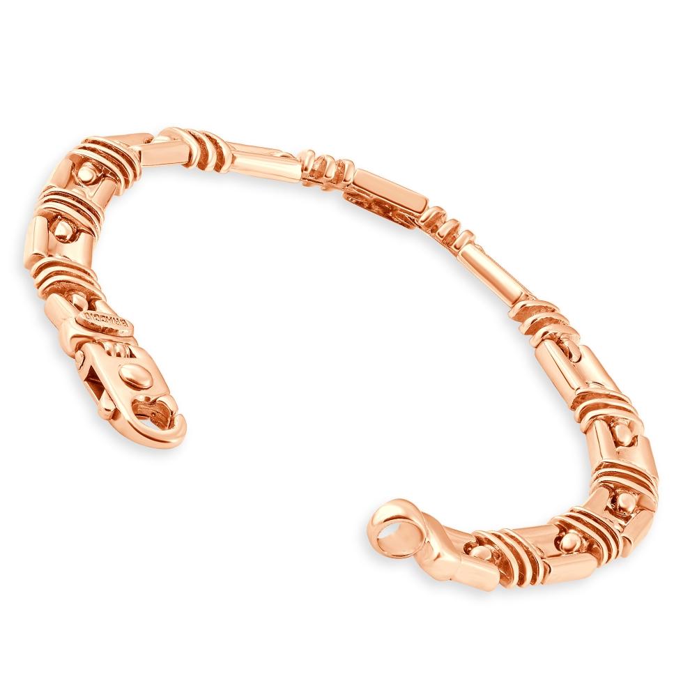 This stunning men's bracelet is made of solid 14k rose gold.  The bracelet weighs 35 grams and measures 8.25