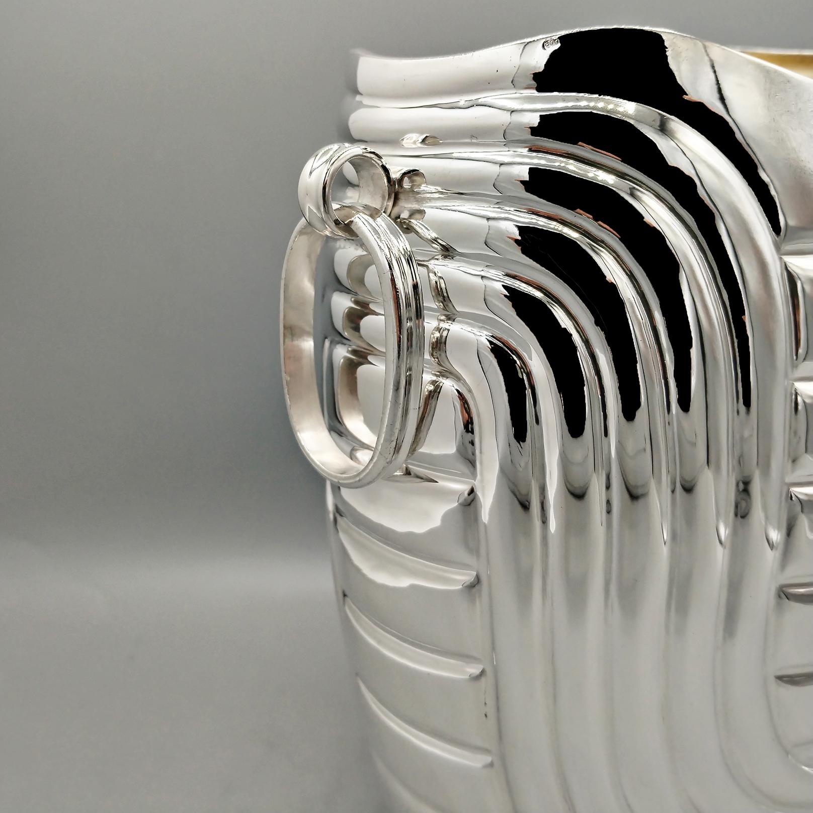 Secchiello per champagne e secchiello per ghiaccio in argento massiccio 800 italiano in vendita 4