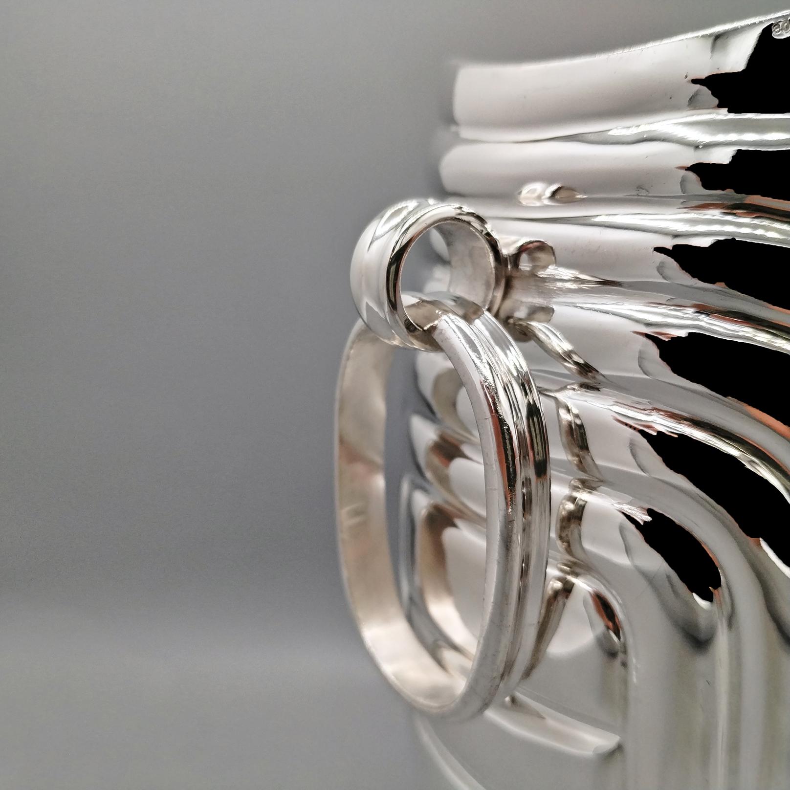 Secchiello per champagne e secchiello per ghiaccio in argento massiccio 800 italiano in vendita 5