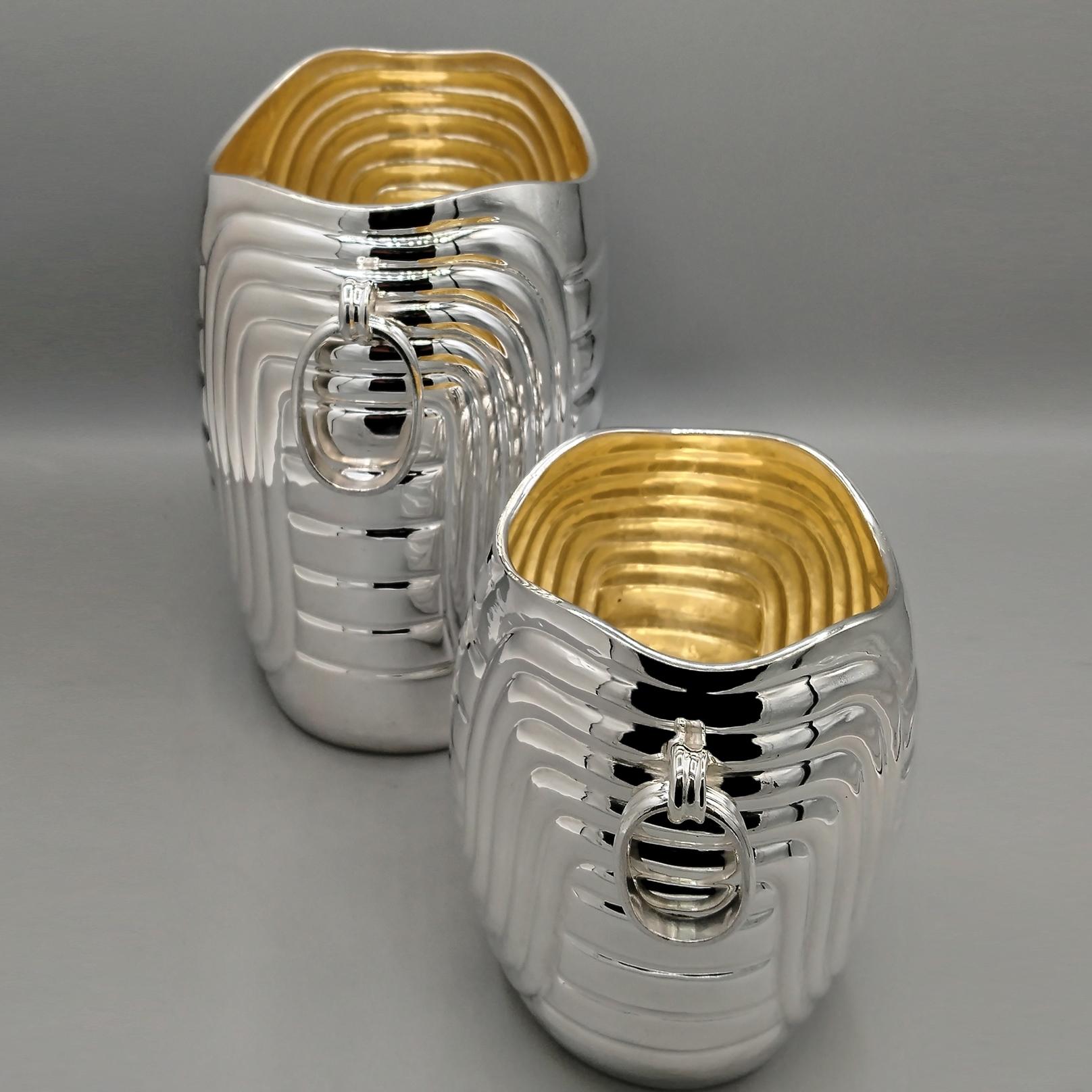 Secchiello per champagne e secchiello per ghiaccio in argento massiccio 800 italiano In condizioni ottime in vendita a VALENZA, IT