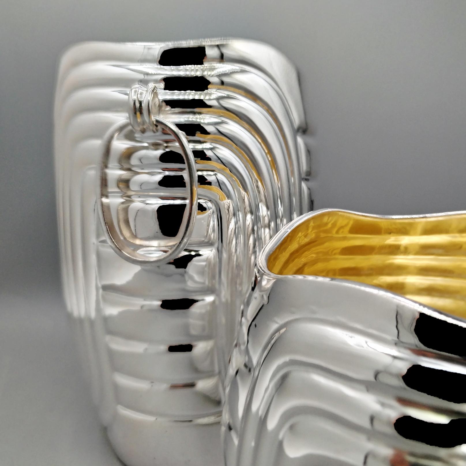 Fine XX secolo Secchiello per champagne e secchiello per ghiaccio in argento massiccio 800 italiano in vendita