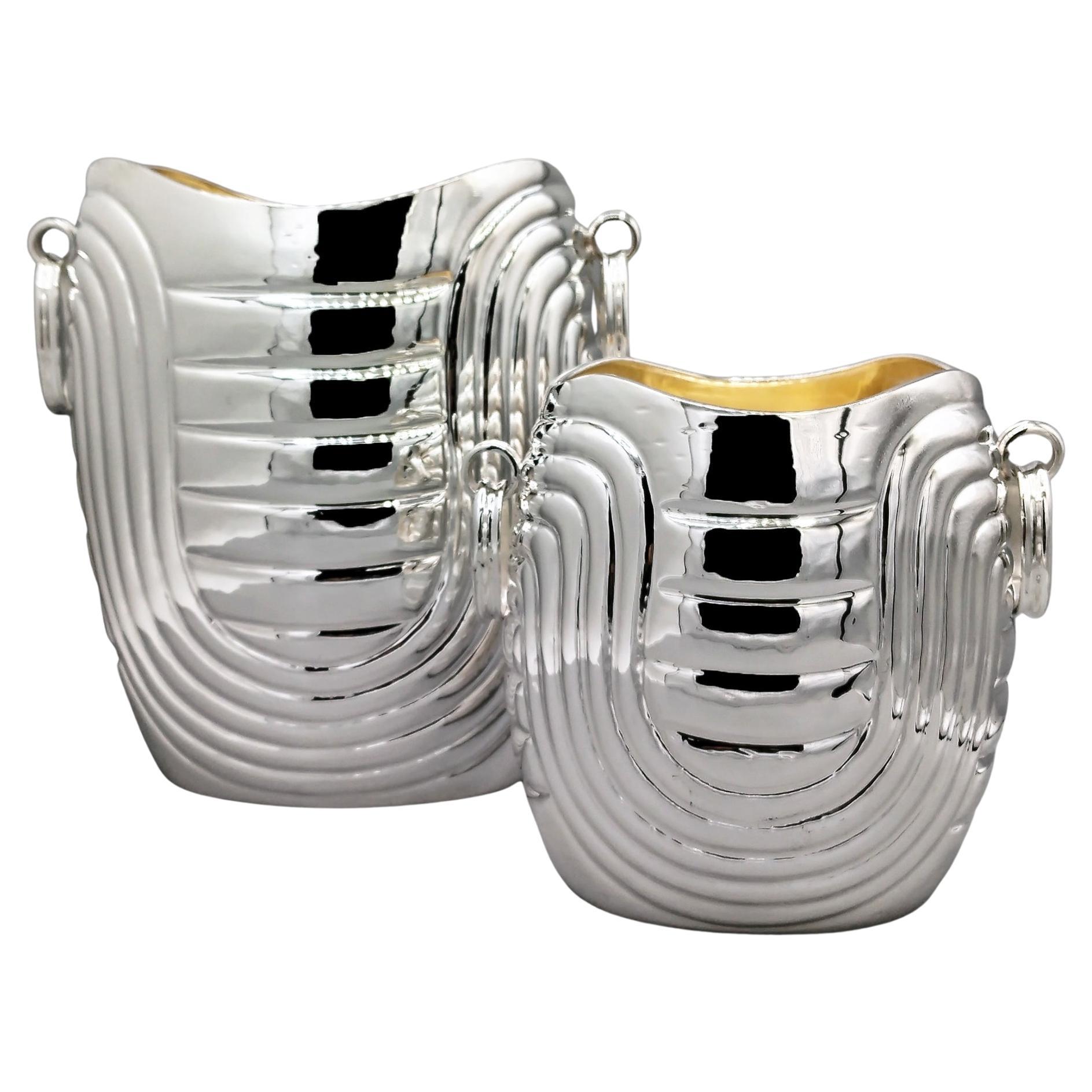 Solid 800 Silver Italian Champagne Bucket and Ice Bucket