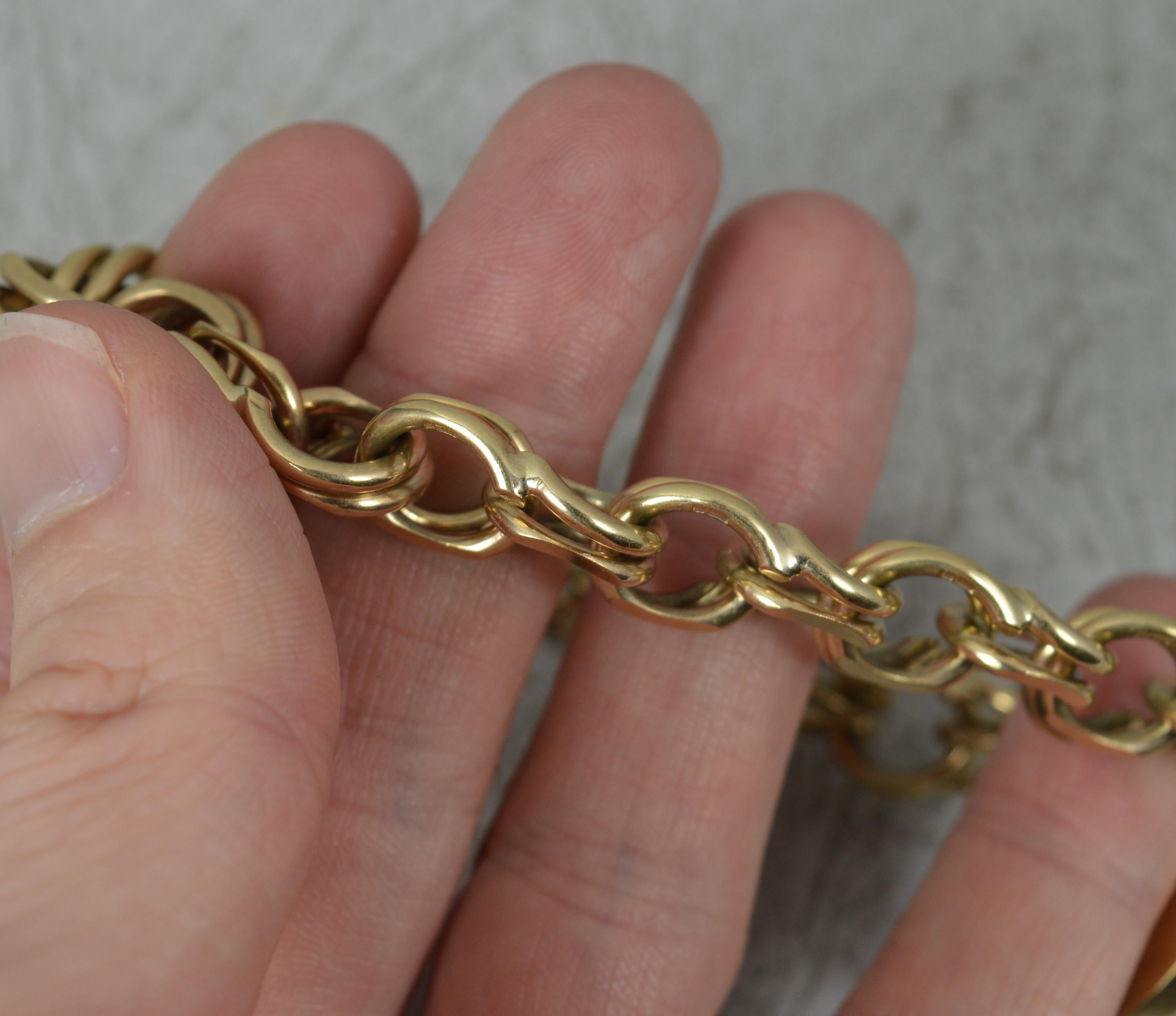 Solid 9 Carat Gold Long Double Curb Bracelet and Padlock Clasp 1