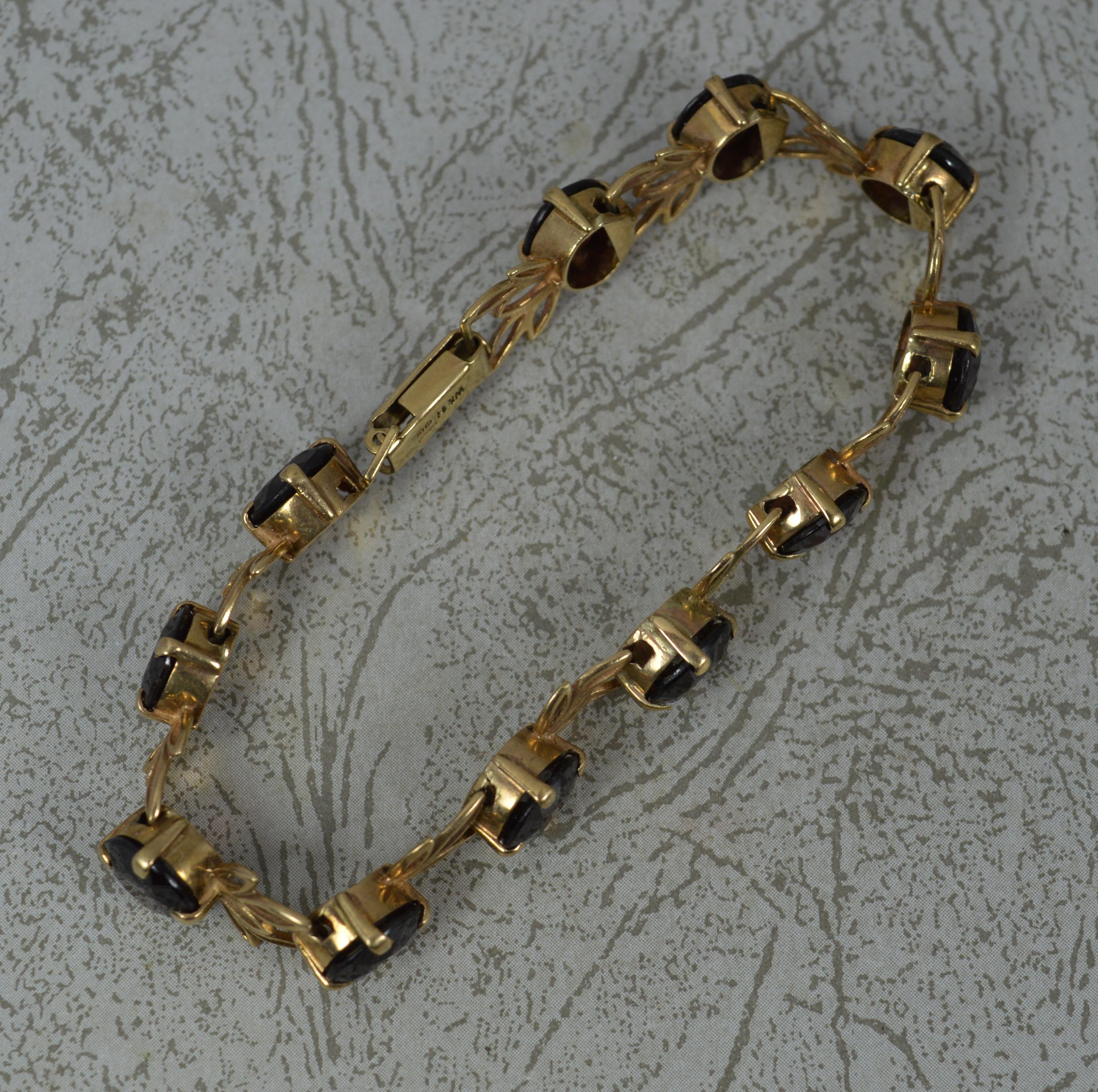 Solid 9 Carat Gold and Garnet Floral Bracelet 4