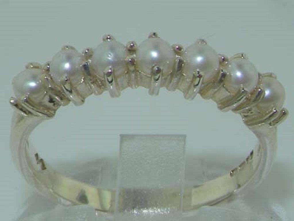 For Sale:  Solid 925 Sterling Silver Pearl Eternity Ring Customizable 3