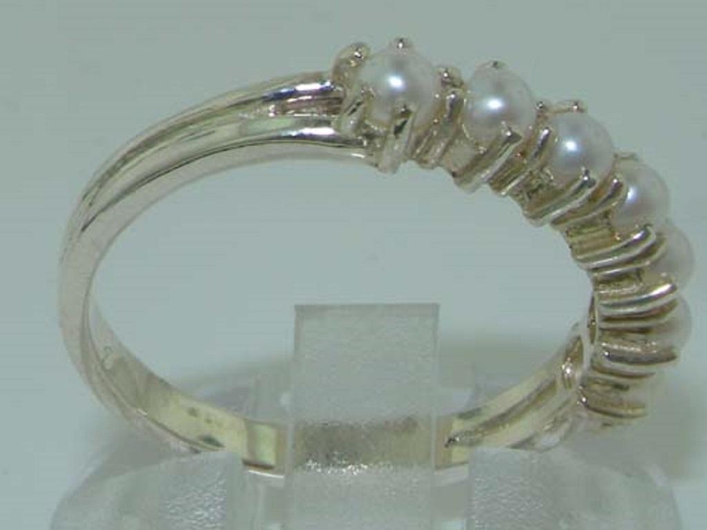 For Sale:  Solid 925 Sterling Silver Pearl Eternity Ring Customizable 4